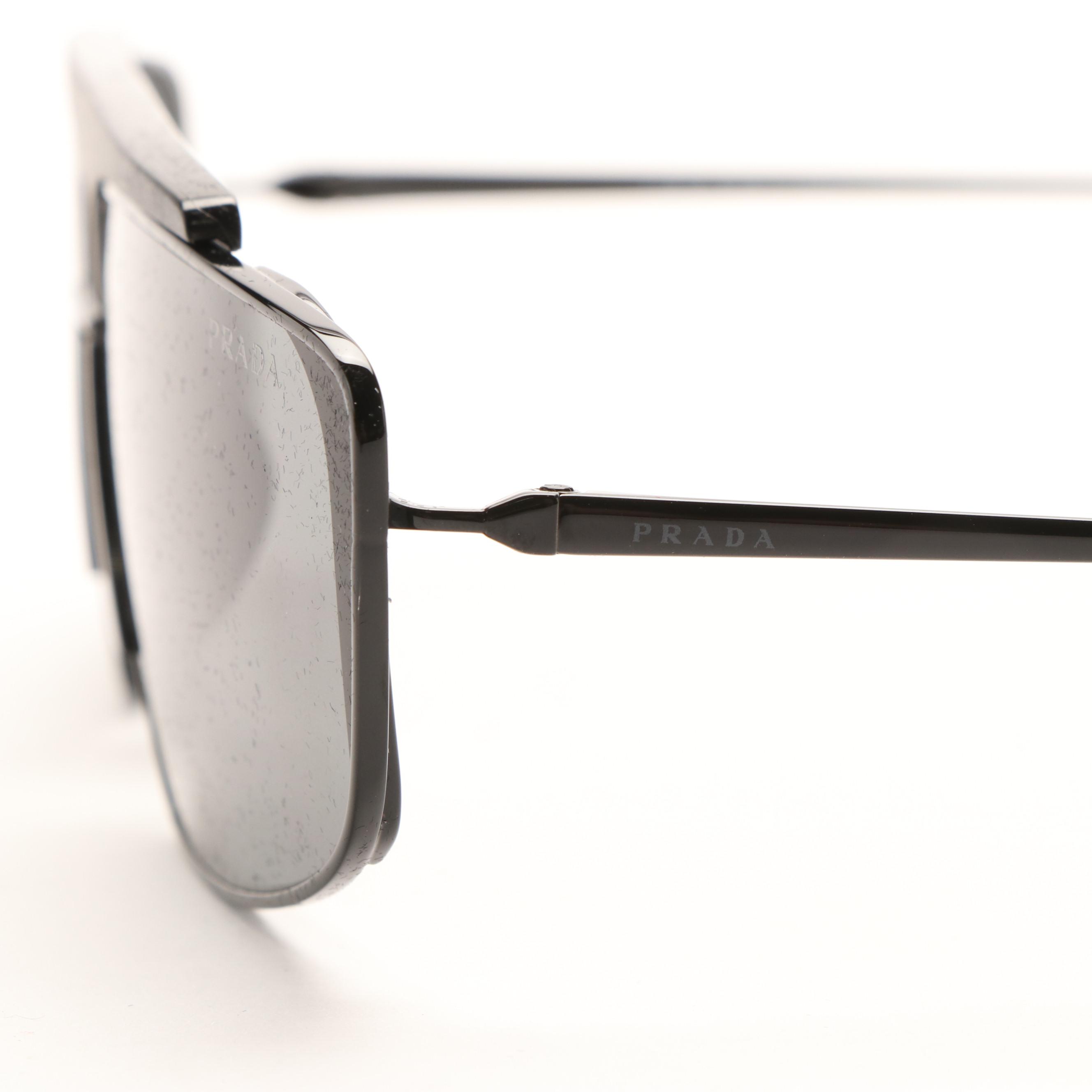 Prada SPR50V Rectangular Pilot Sunglasses with Case and Box