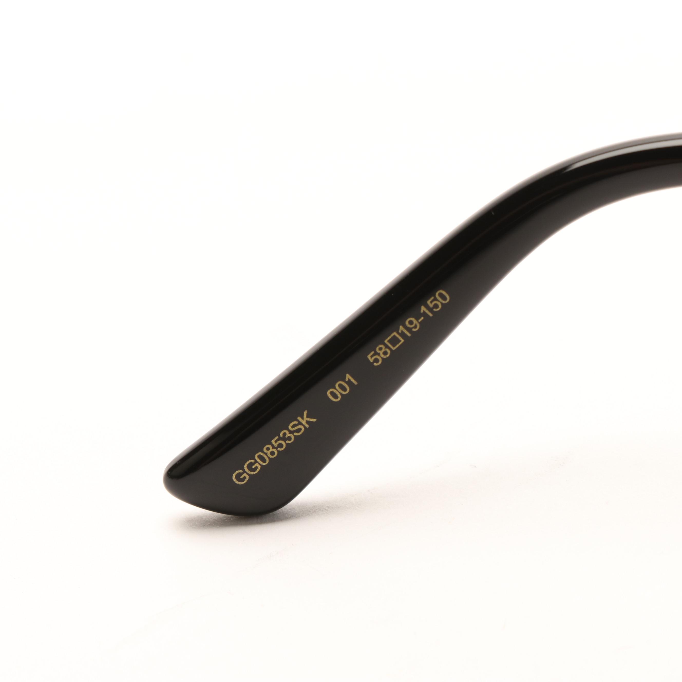 Gucci GG0853SK Gold and Green Round Sunglasses with Case