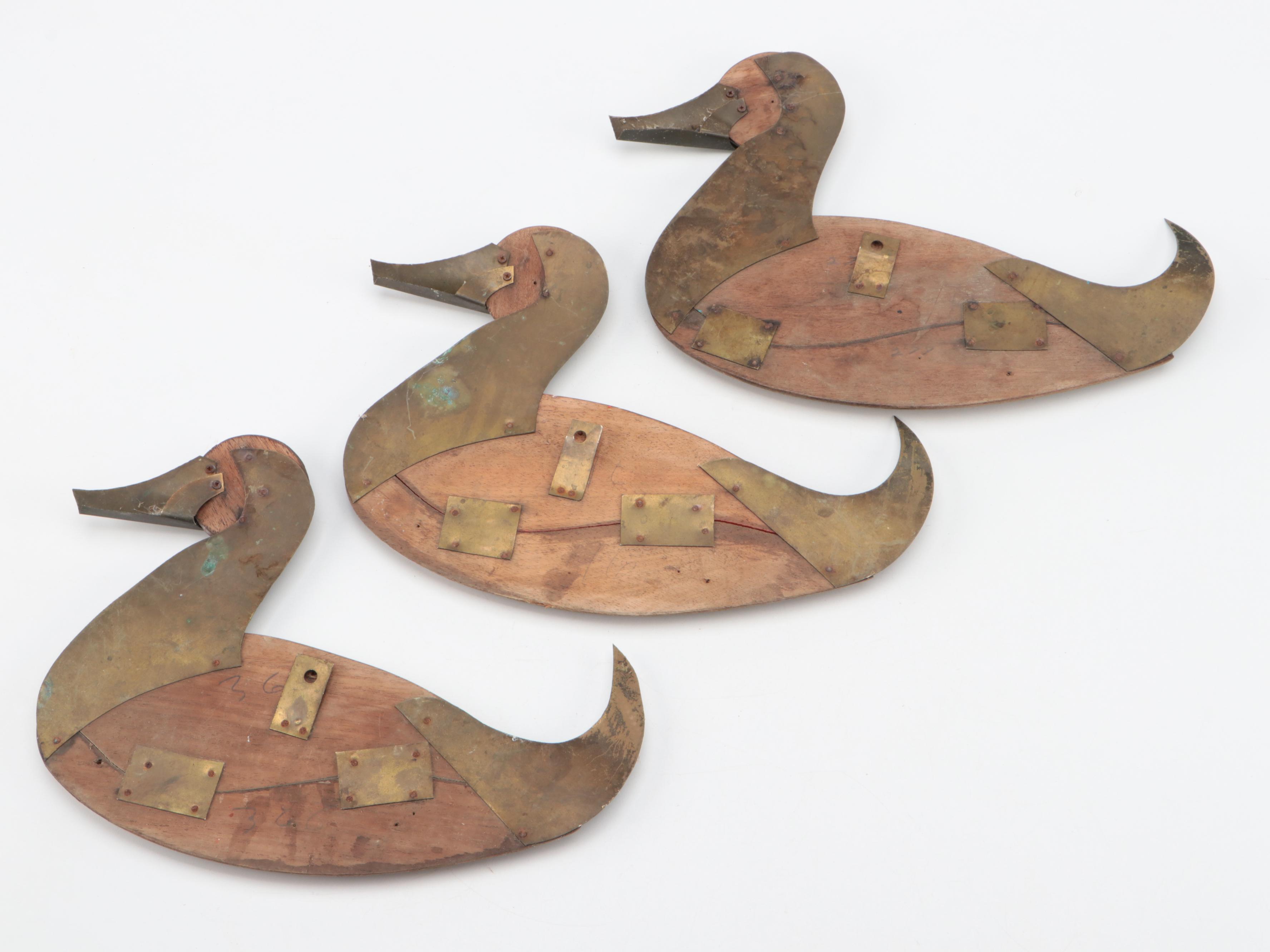 Folk Art Carved Wood and Metal Duck Wall Décor