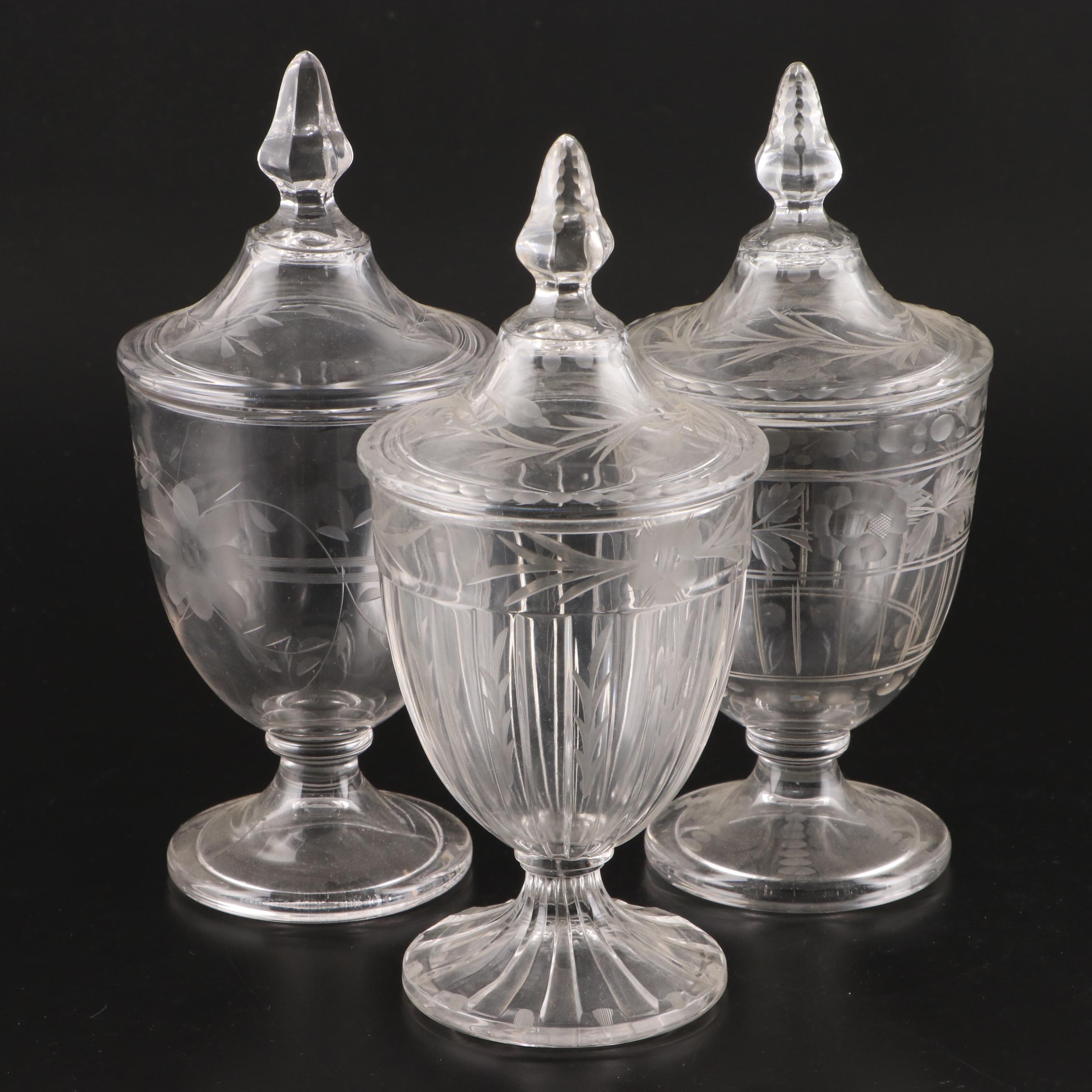 Heisey Glass Candy Jars with Lids