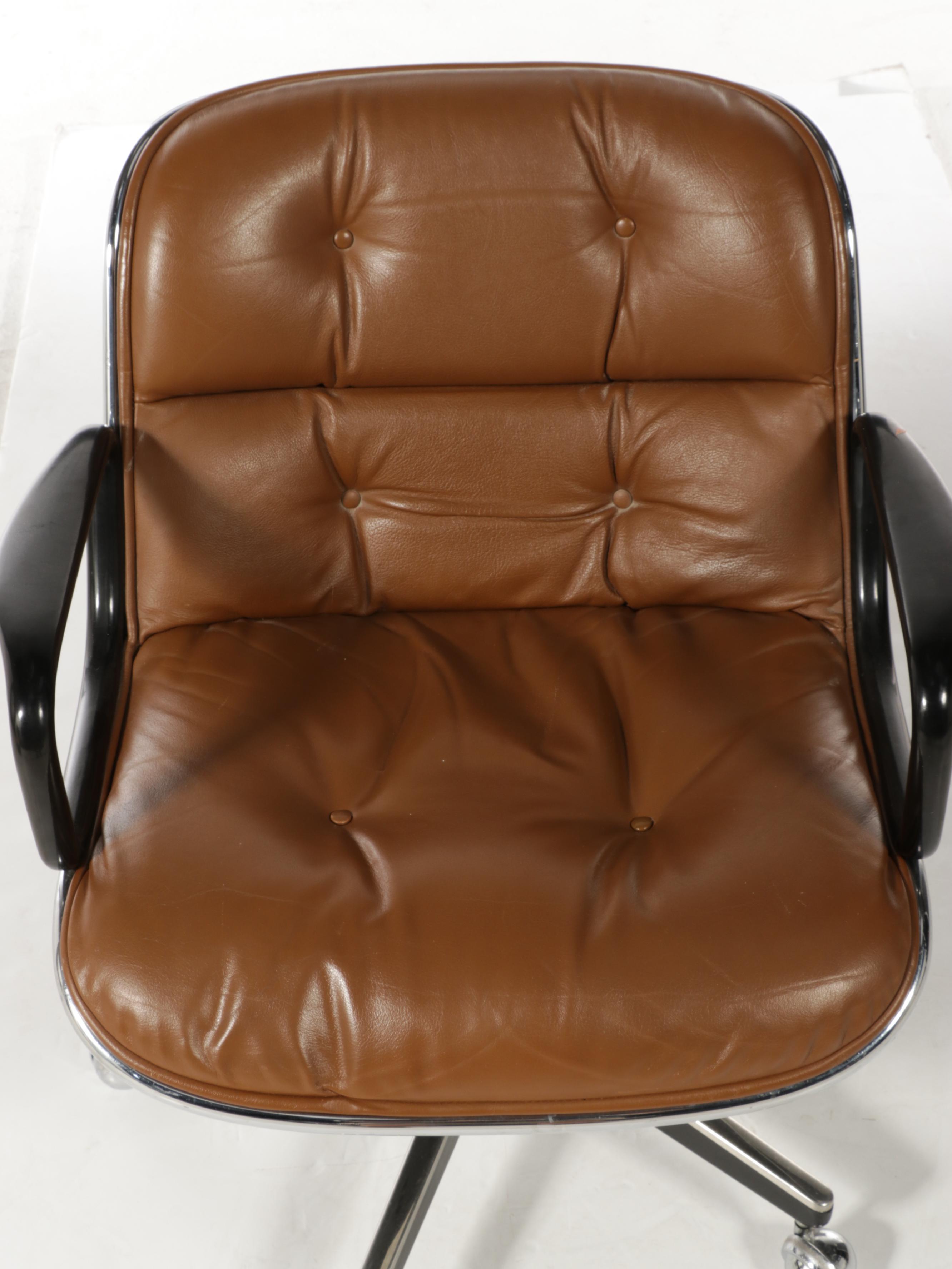Charles Pollack for Knoll International Cognac Leather Desk Chair