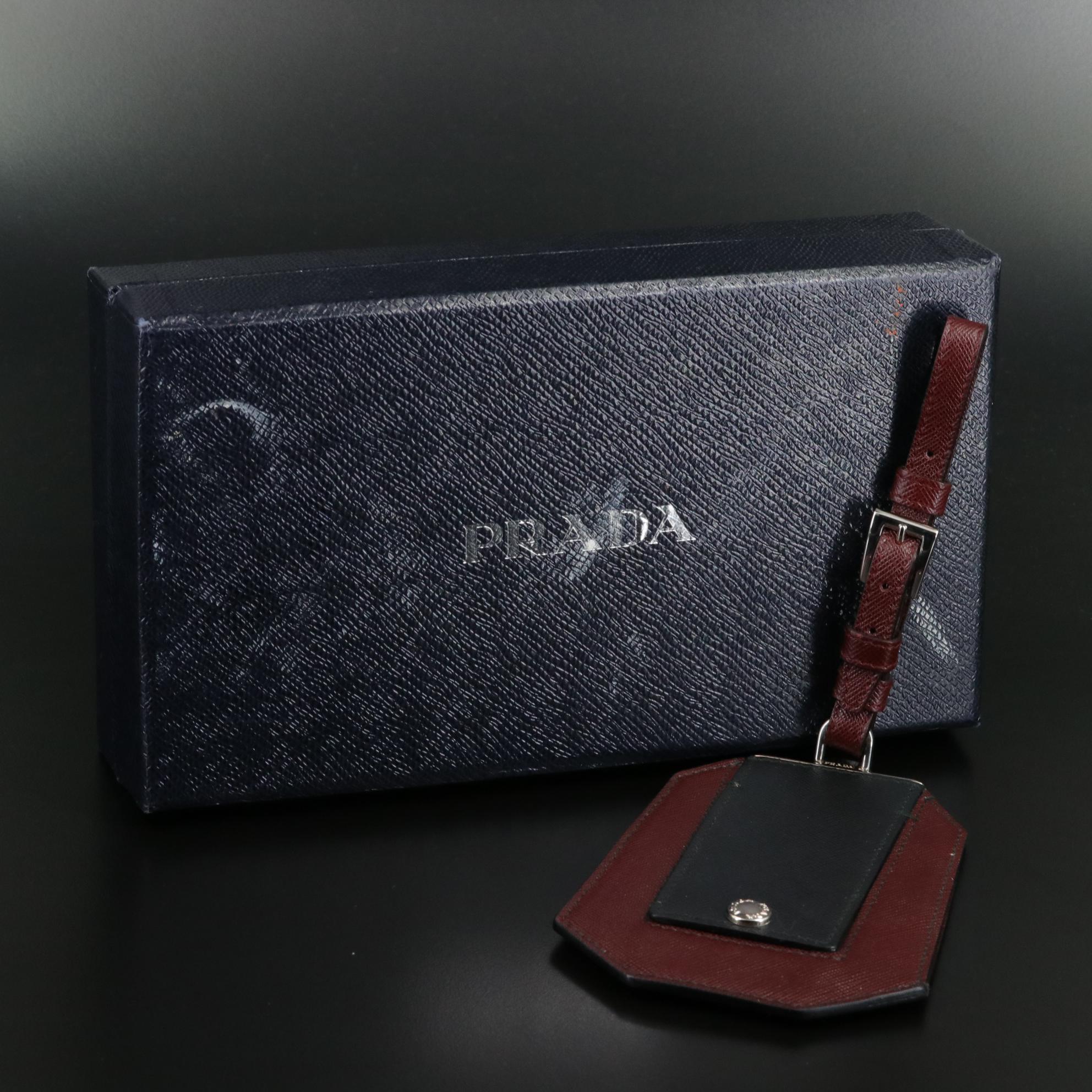Prada Luggage Tag in Saffiano Leather with Box