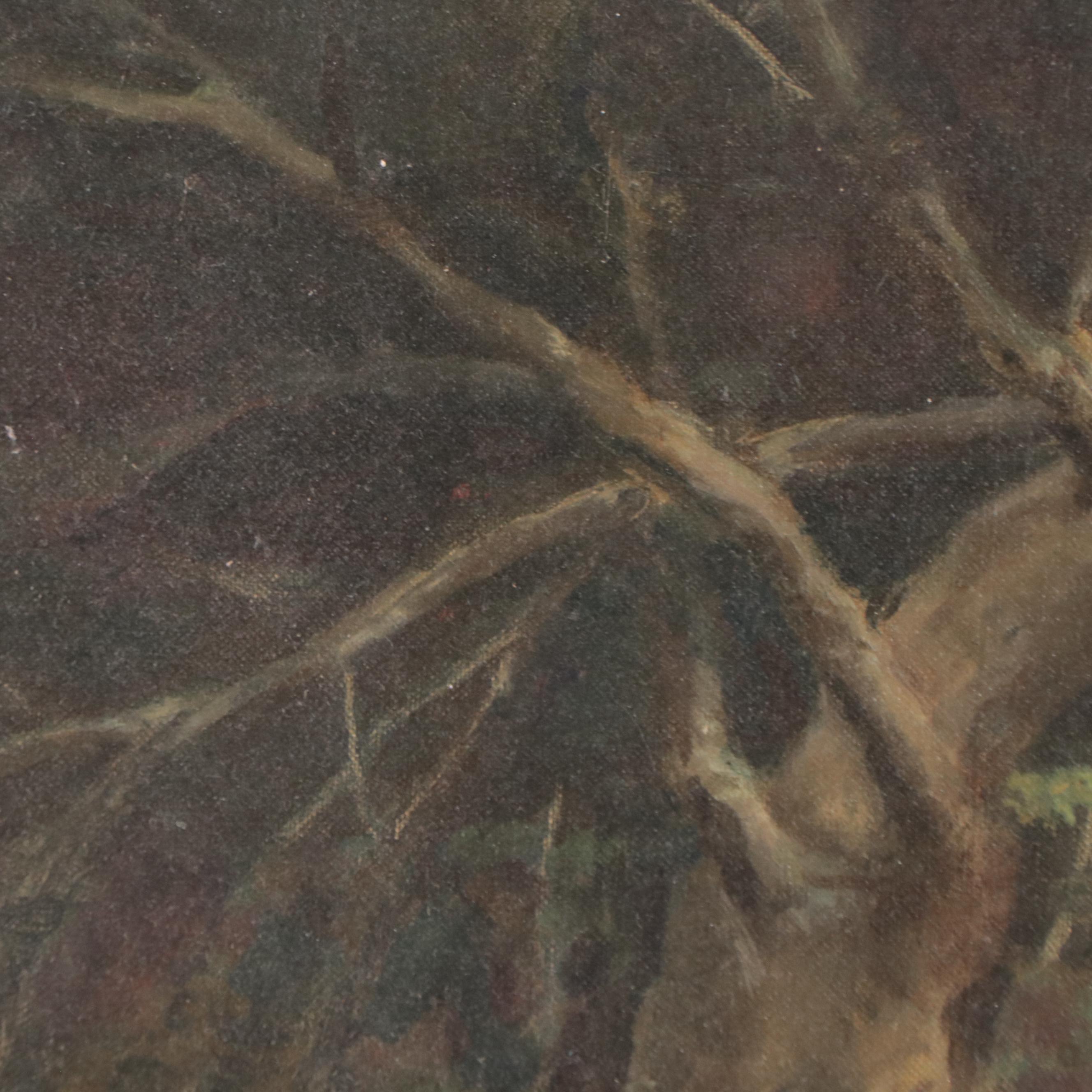 William J. Greenwood Landscape Oil Painting of Tree and a Country House