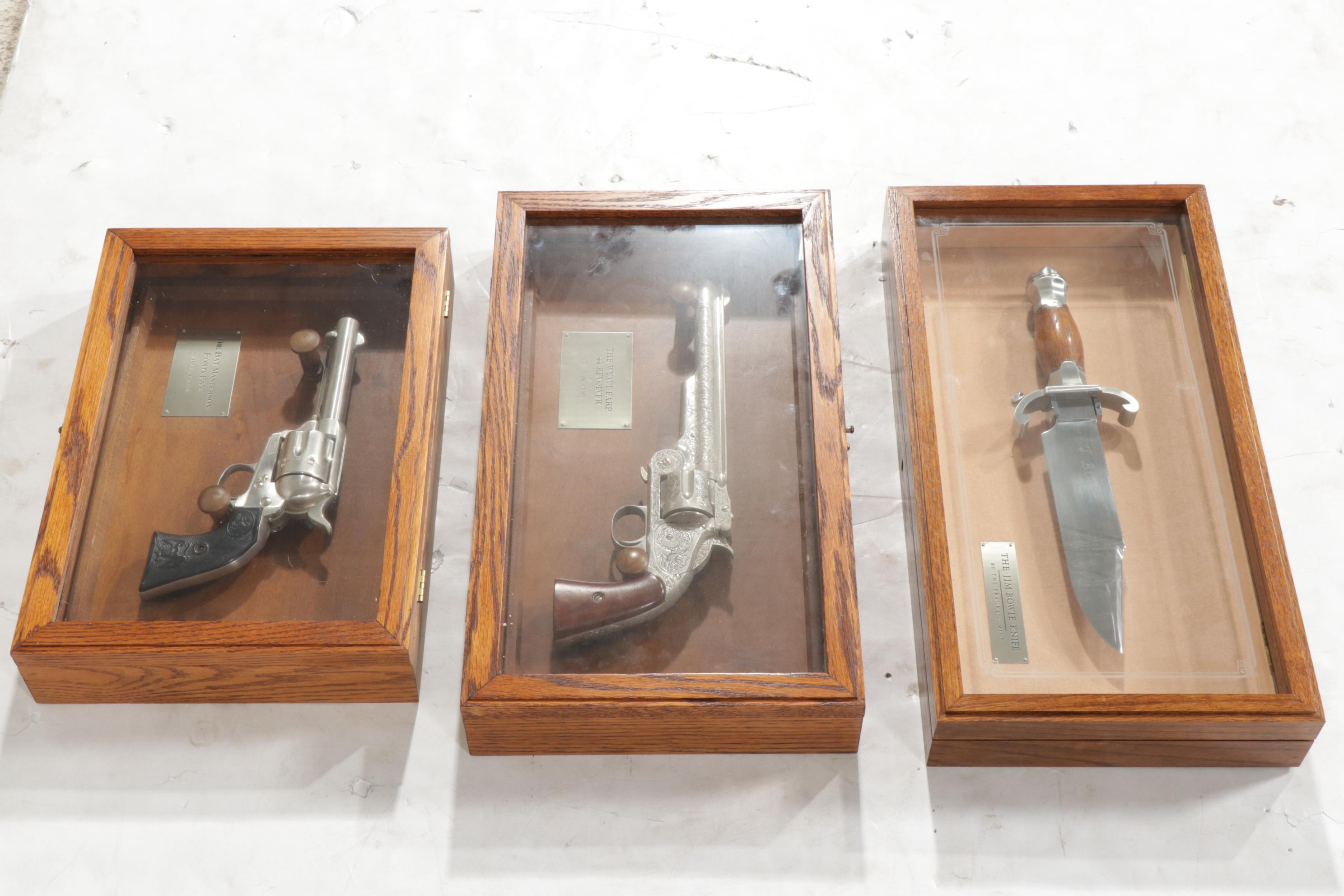 Franklin Mint Reproduction Colt Forty-Five, .44 Revolvers and Jim Bowie Knife