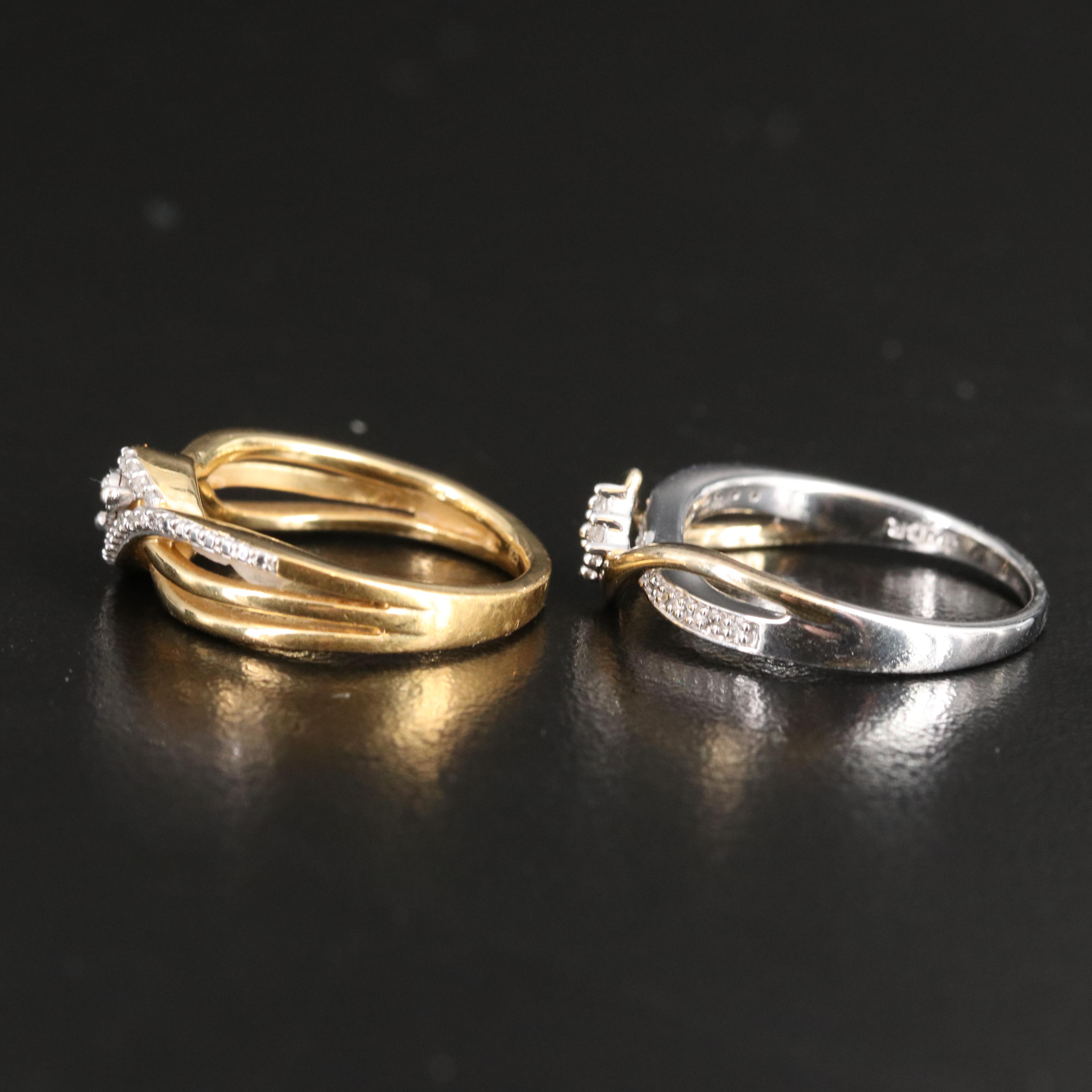 Sterling Diamond Crossover Rings