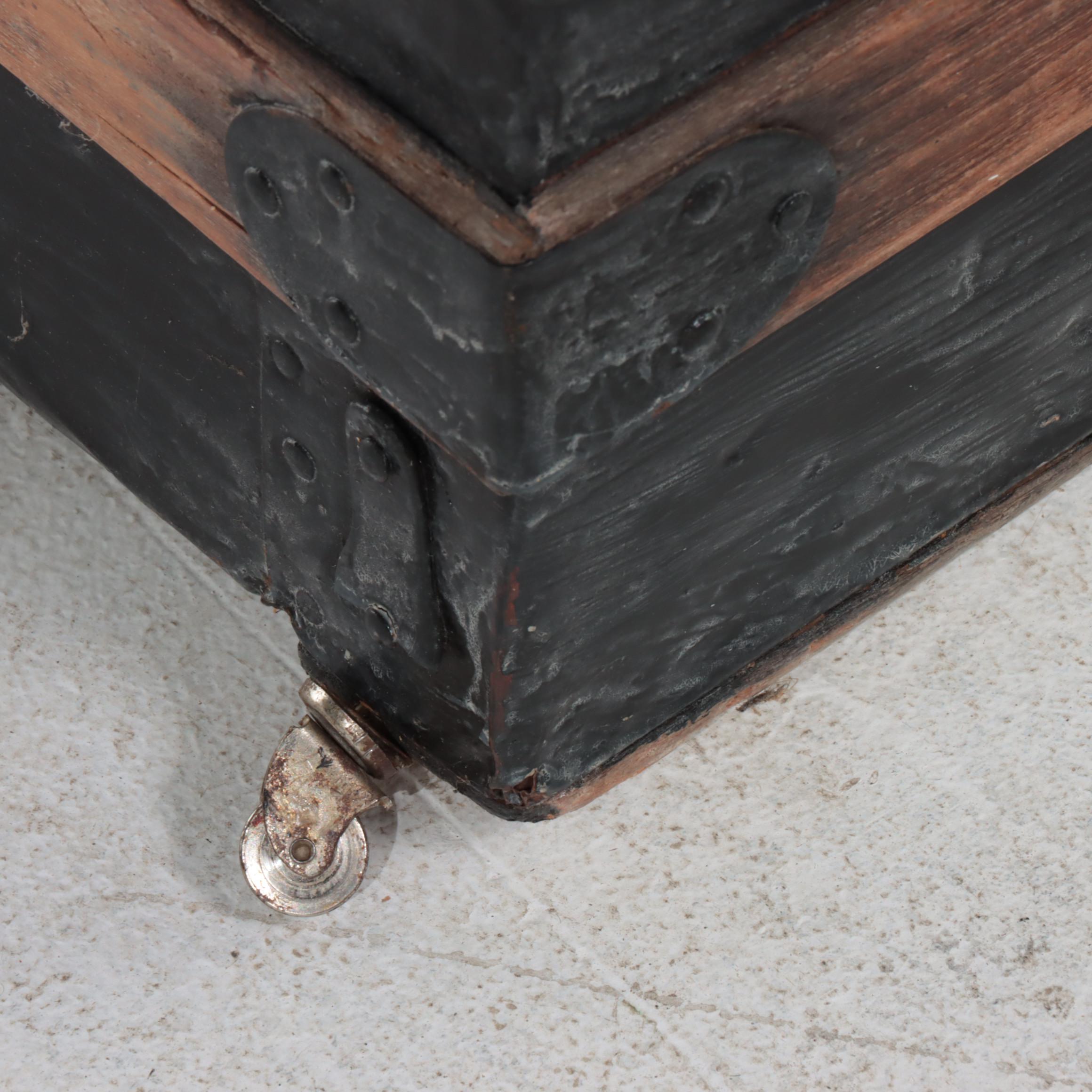 Late Victorian Metal-Clad and Slatted Wood Dome Top Steamer Trunk