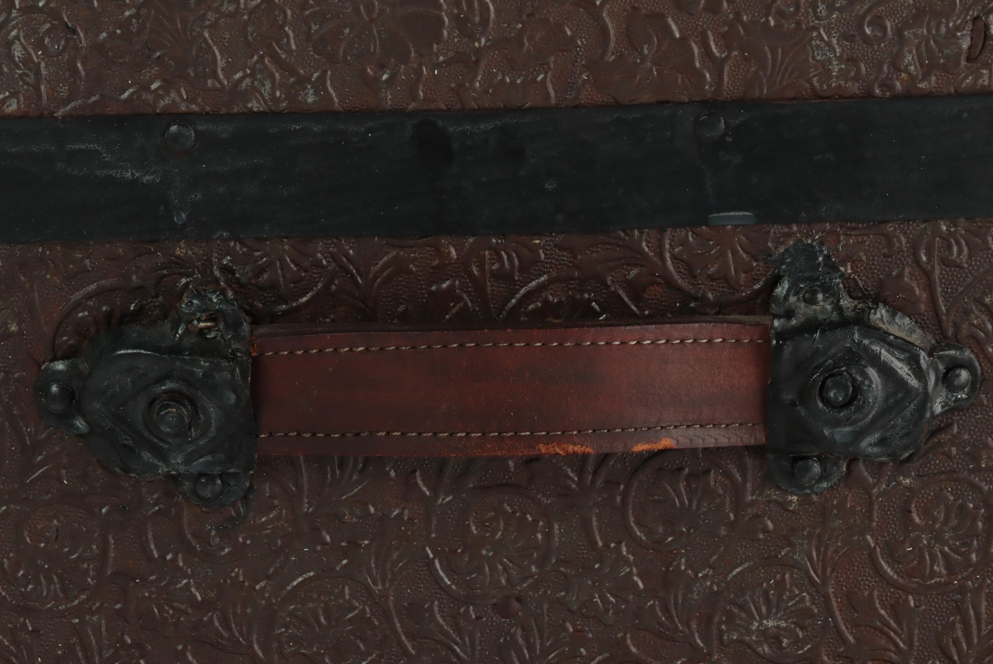 Late Victorian Metal-Clad and Slatted Wood Dome Top Steamer Trunk