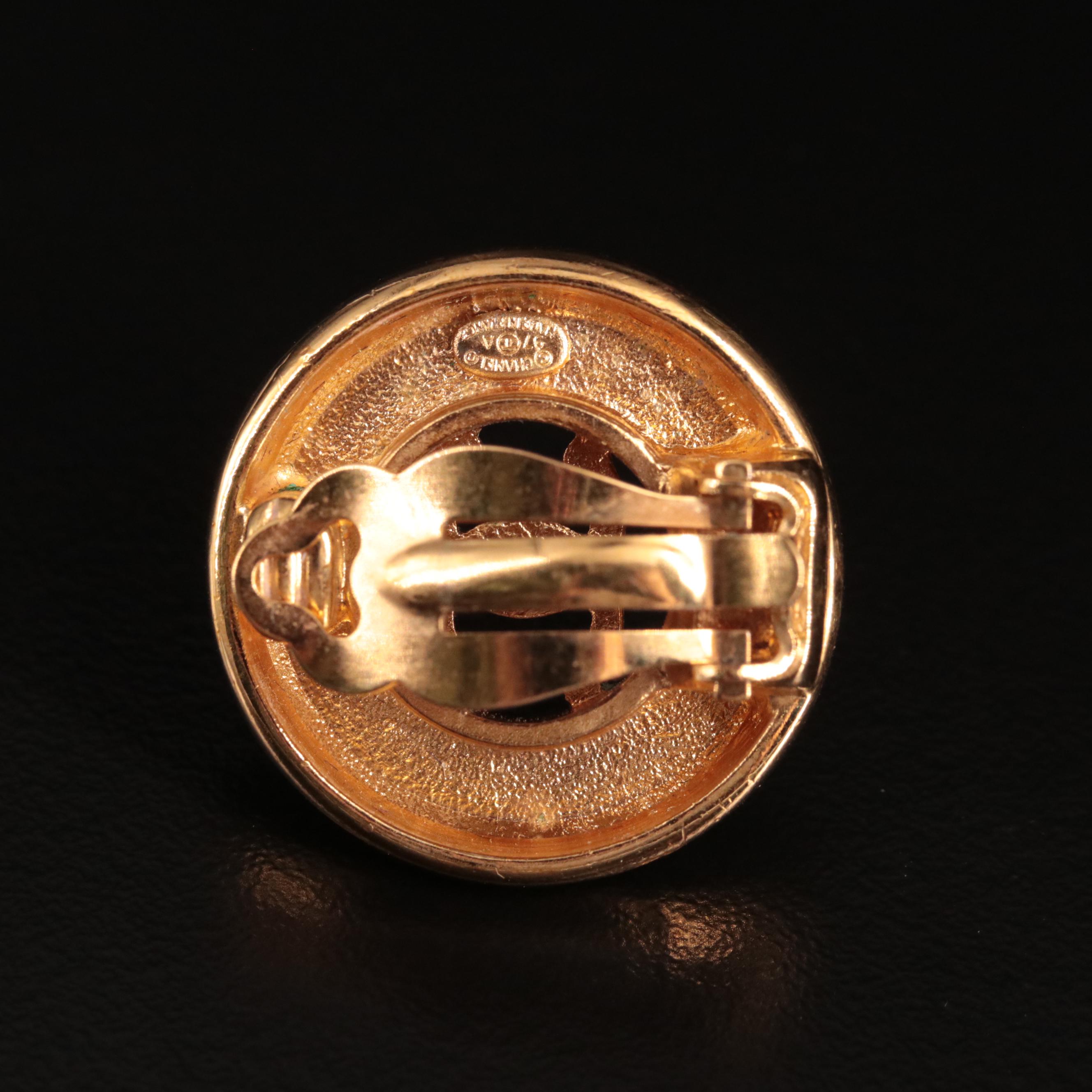 Vintage Chanel CC Round Cutout Earrings