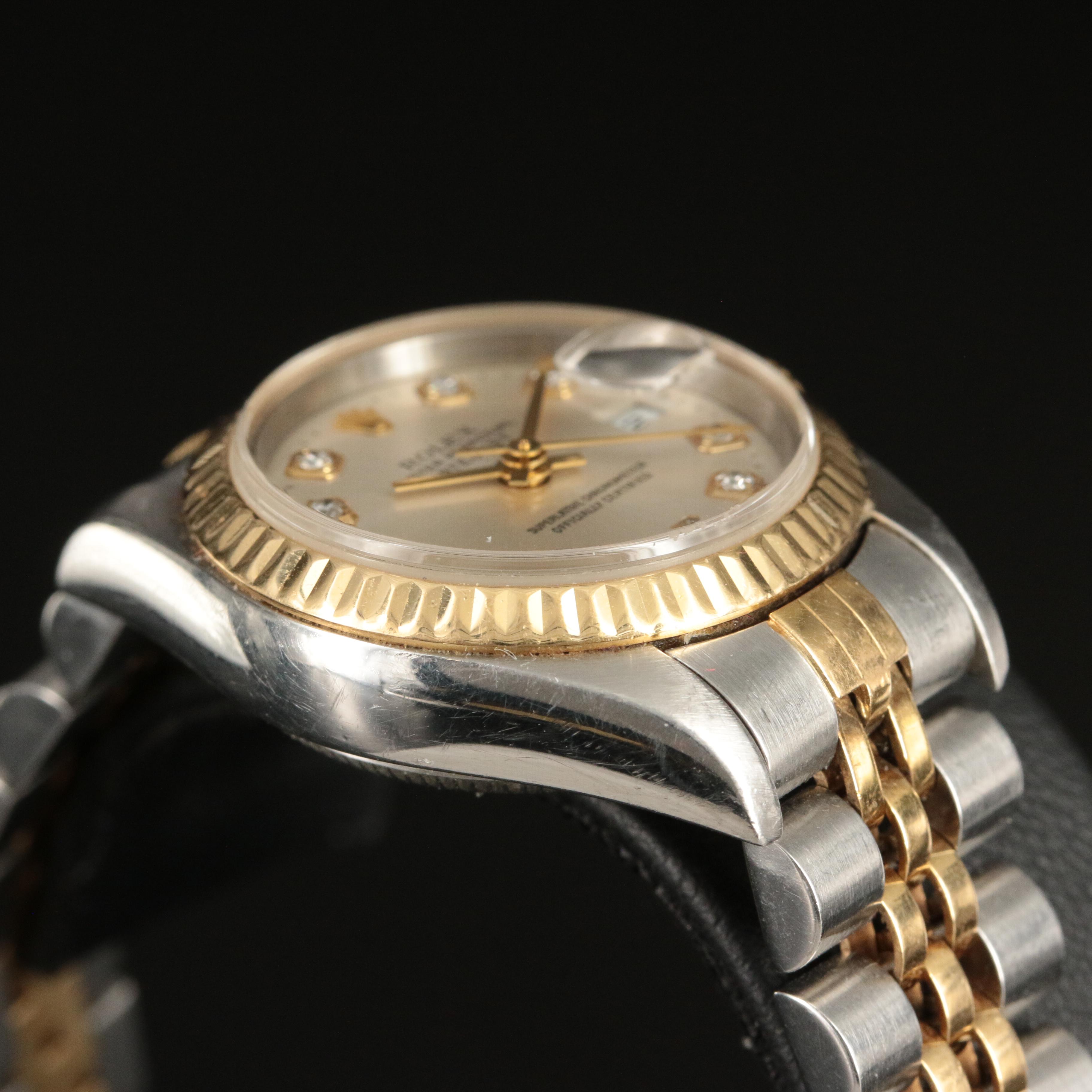 1999 Rolex Custom Diamond Dial Datejust 18K and Stainless Steel Watch