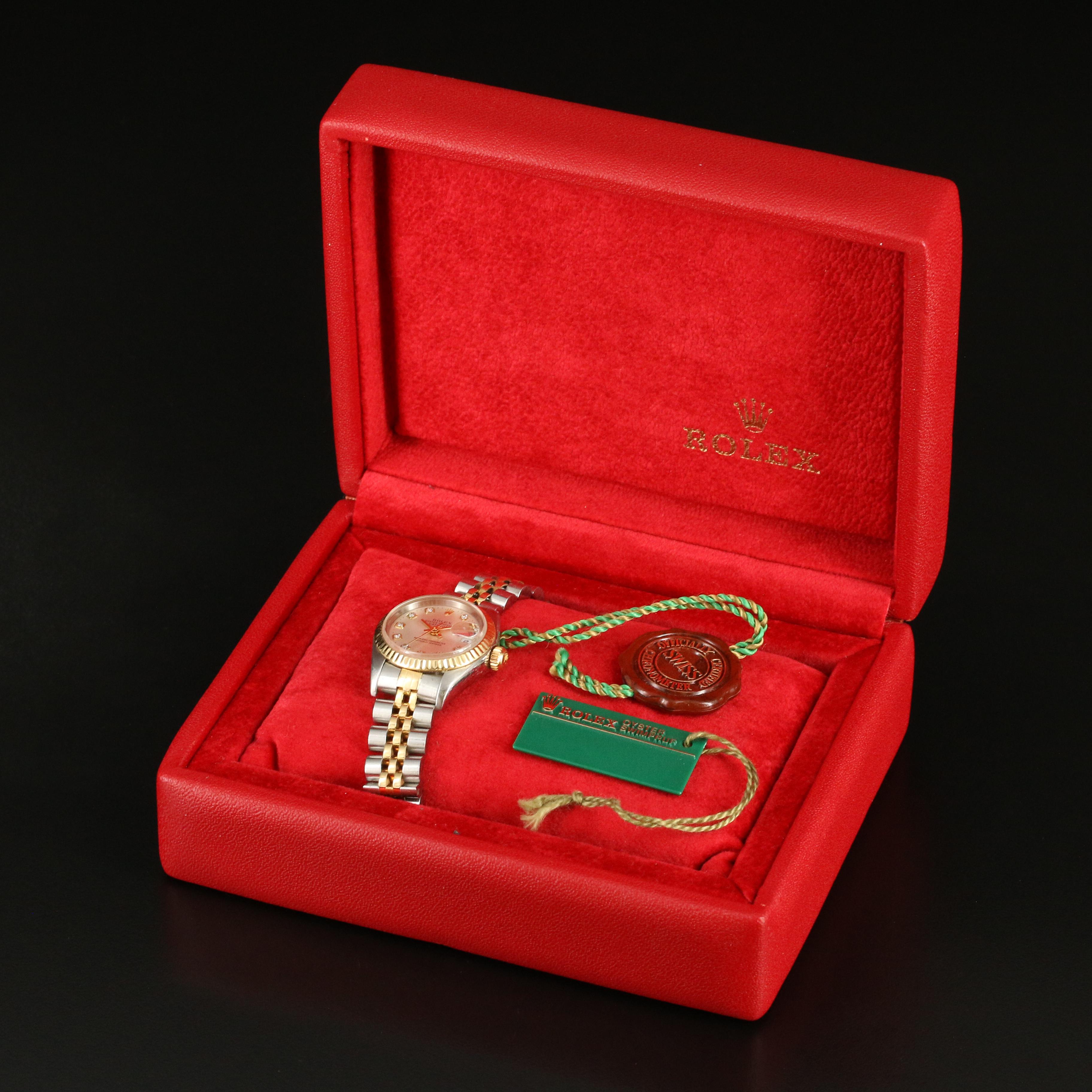 1999 Rolex Custom Diamond Dial Datejust 18K and Stainless Steel Watch