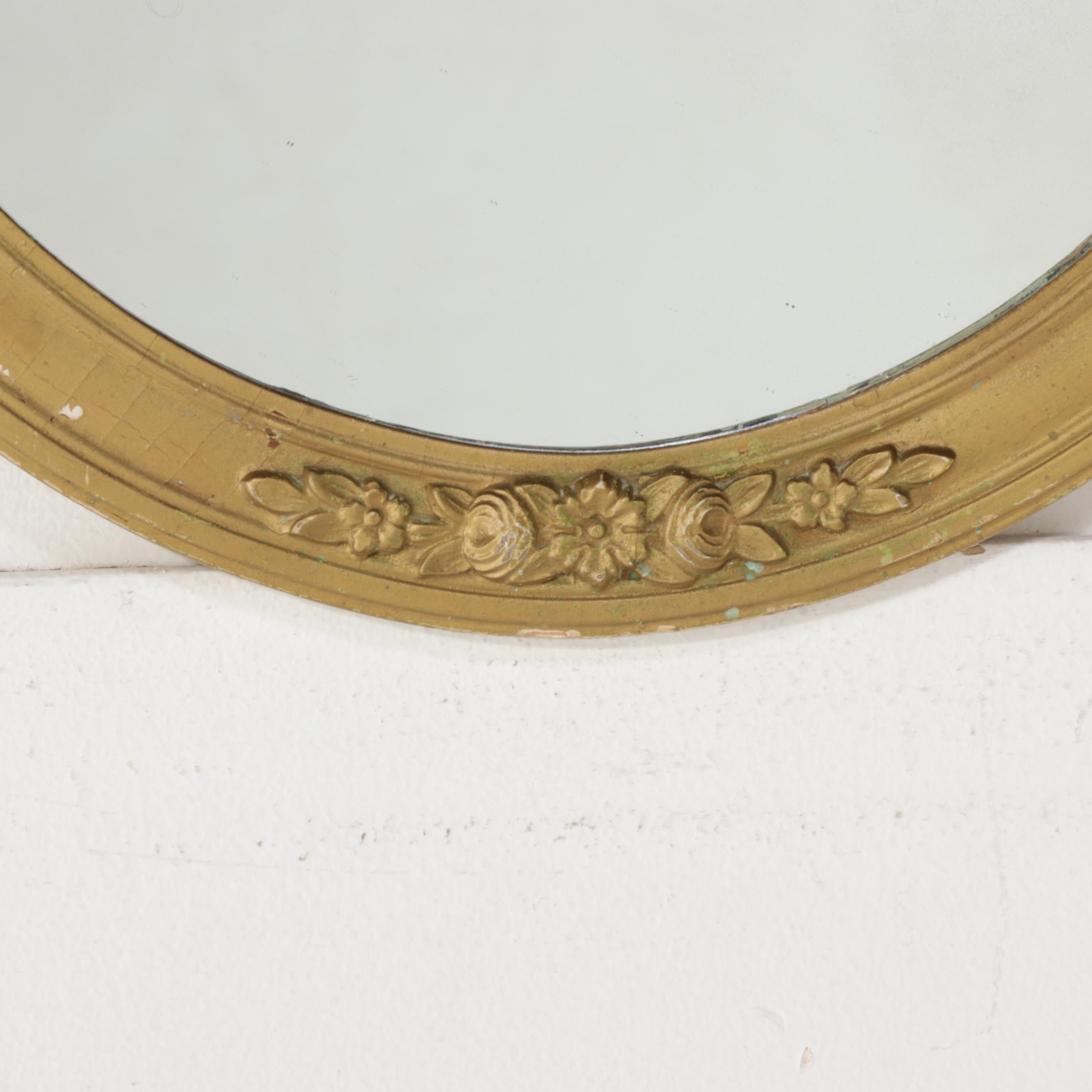 Late Victorian Style Gilt Framed Oval Wall Mirror, 20th Century