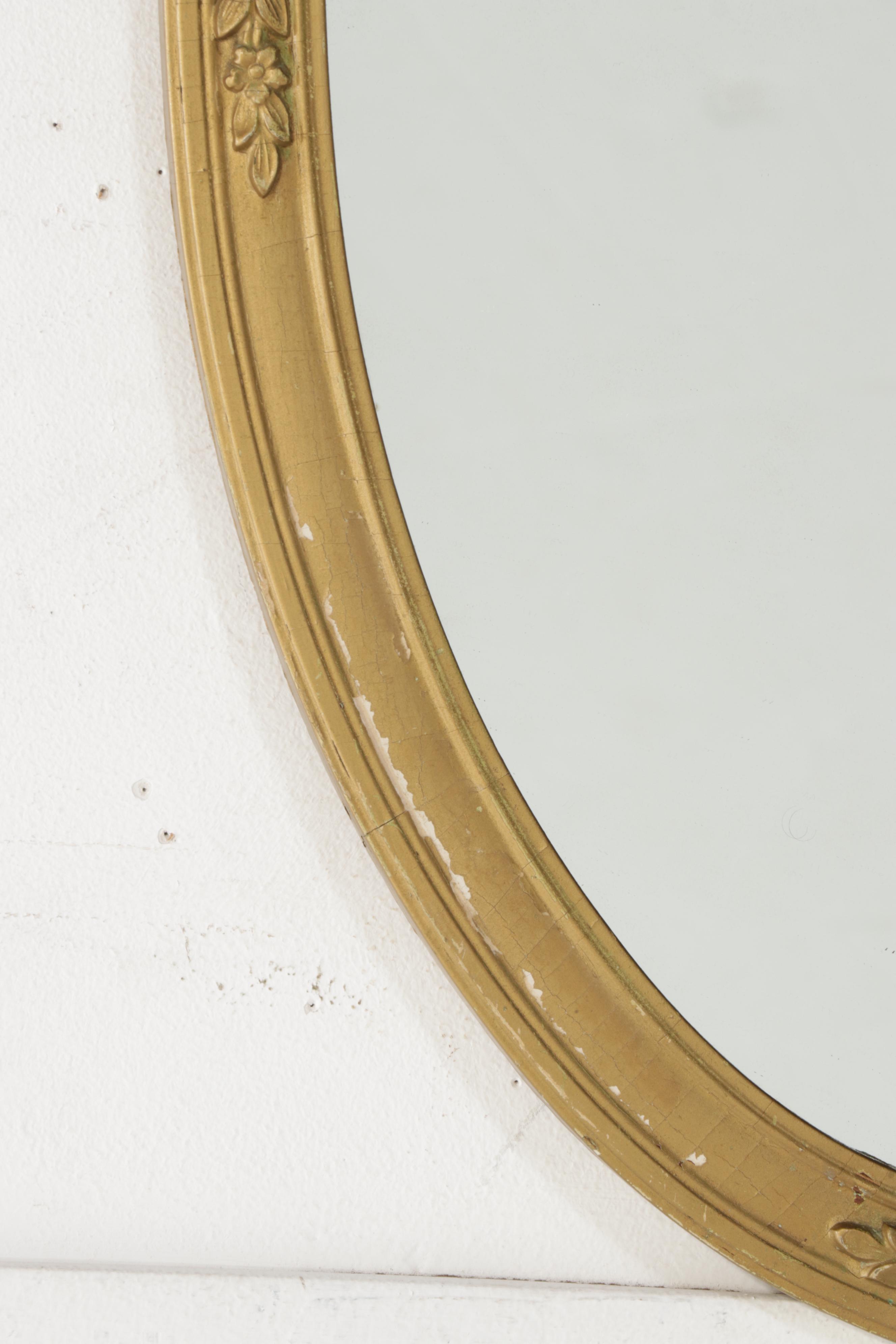 Late Victorian Style Gilt Framed Oval Wall Mirror, 20th Century