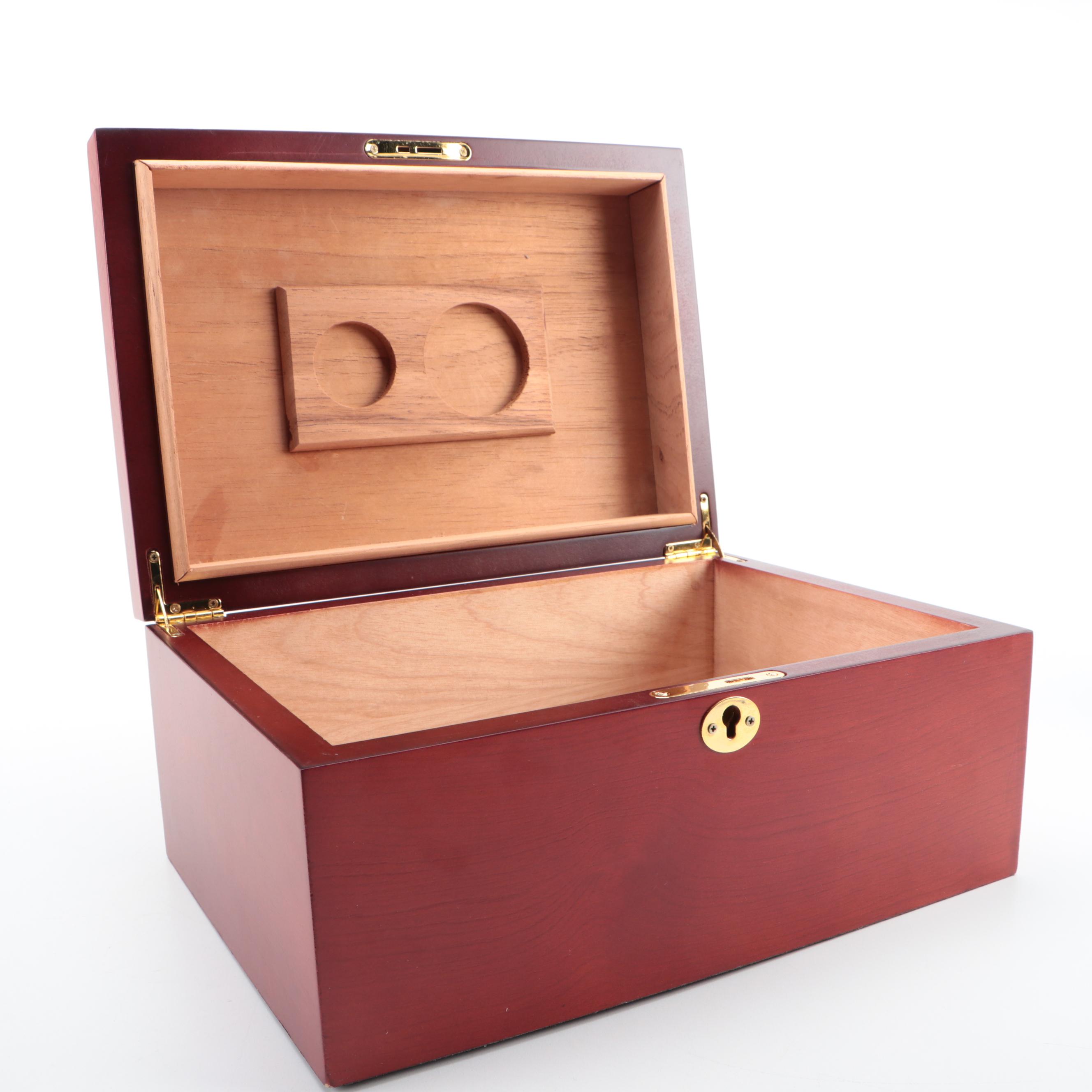 Wooden Cigar Humidor with Key and More