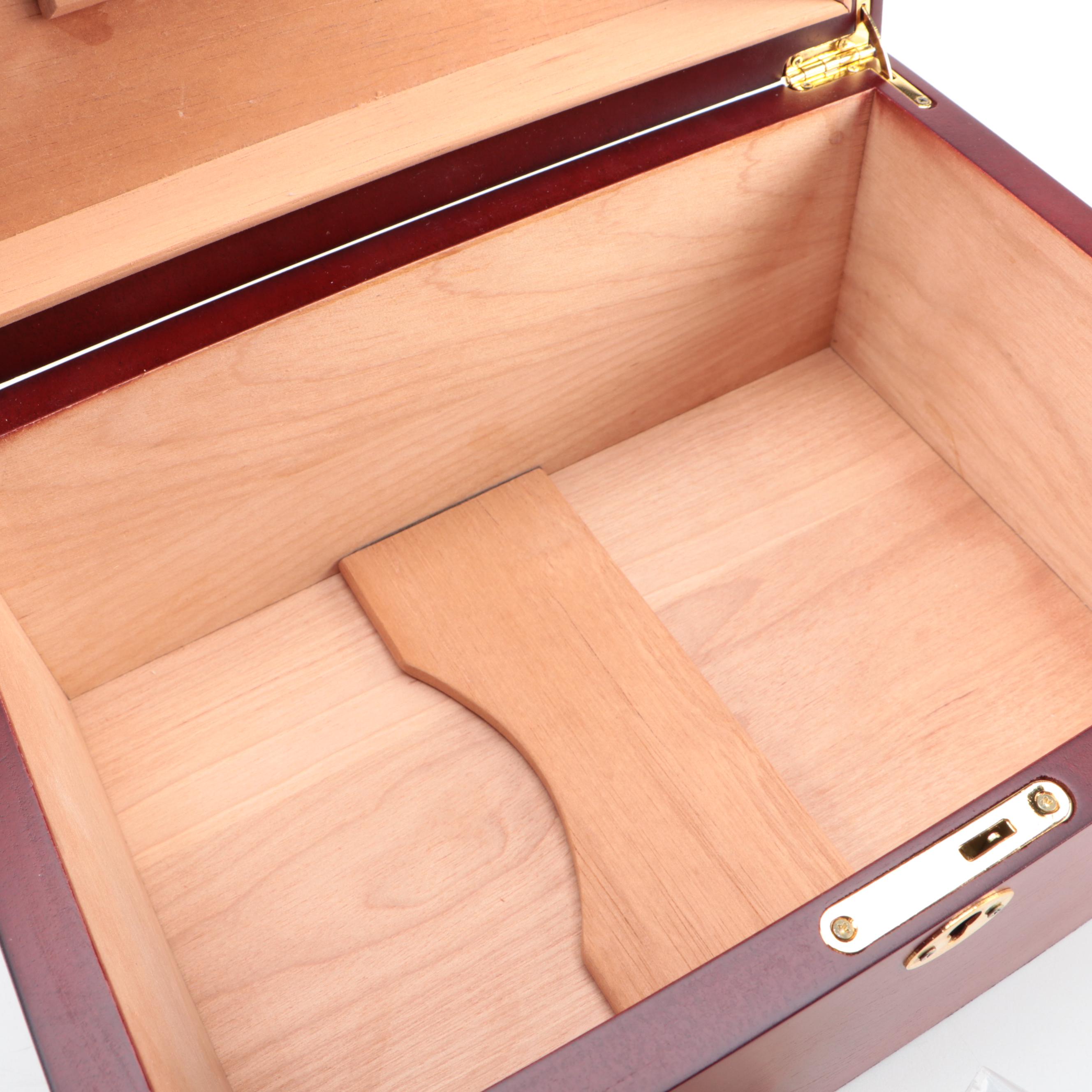 Wooden Cigar Humidor with Key and More