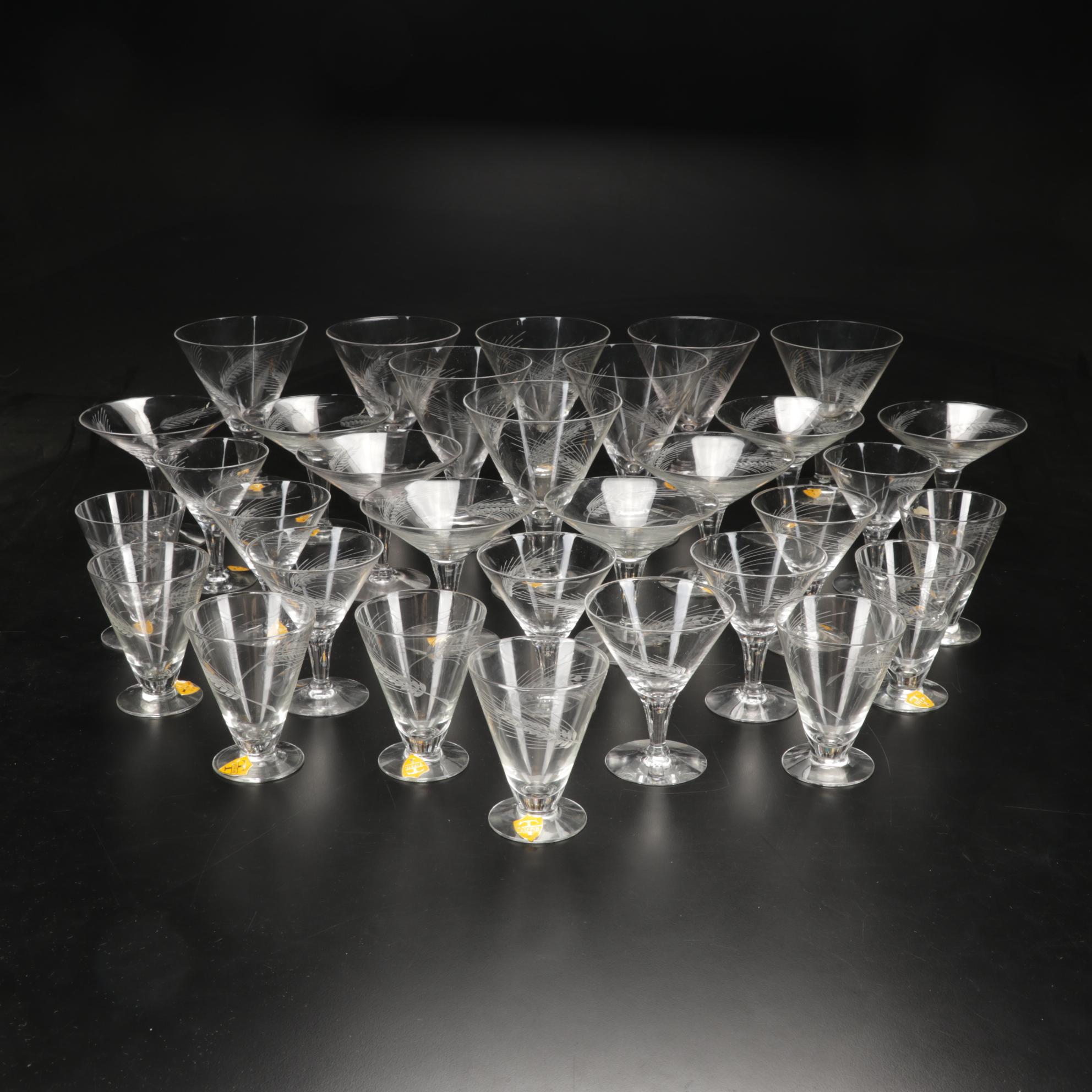 Tiffin-Franciscan "Silver Wheat" Stemware, Mid to Late 20th Century