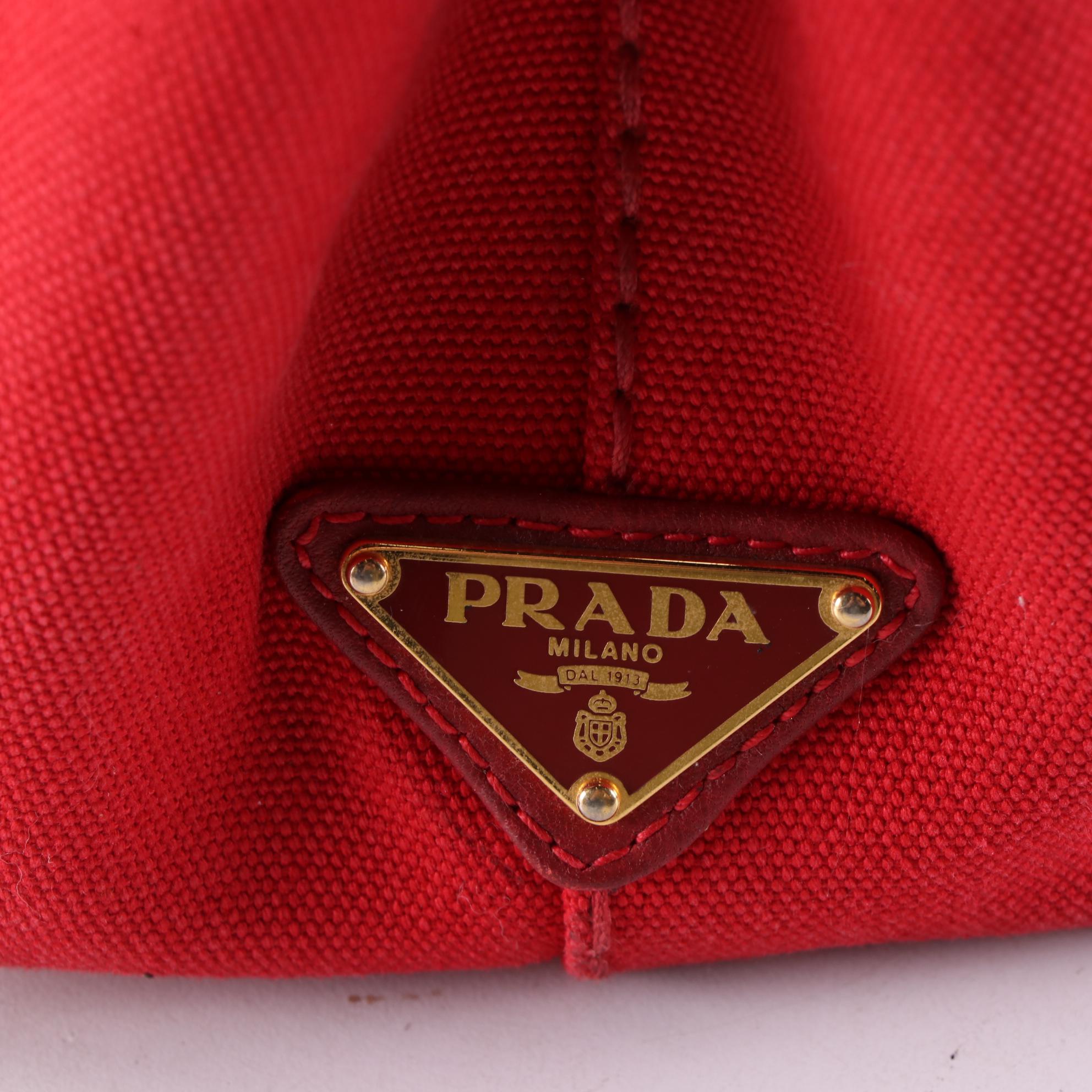 Prada Canapa Logo Tote in Red Canvas
