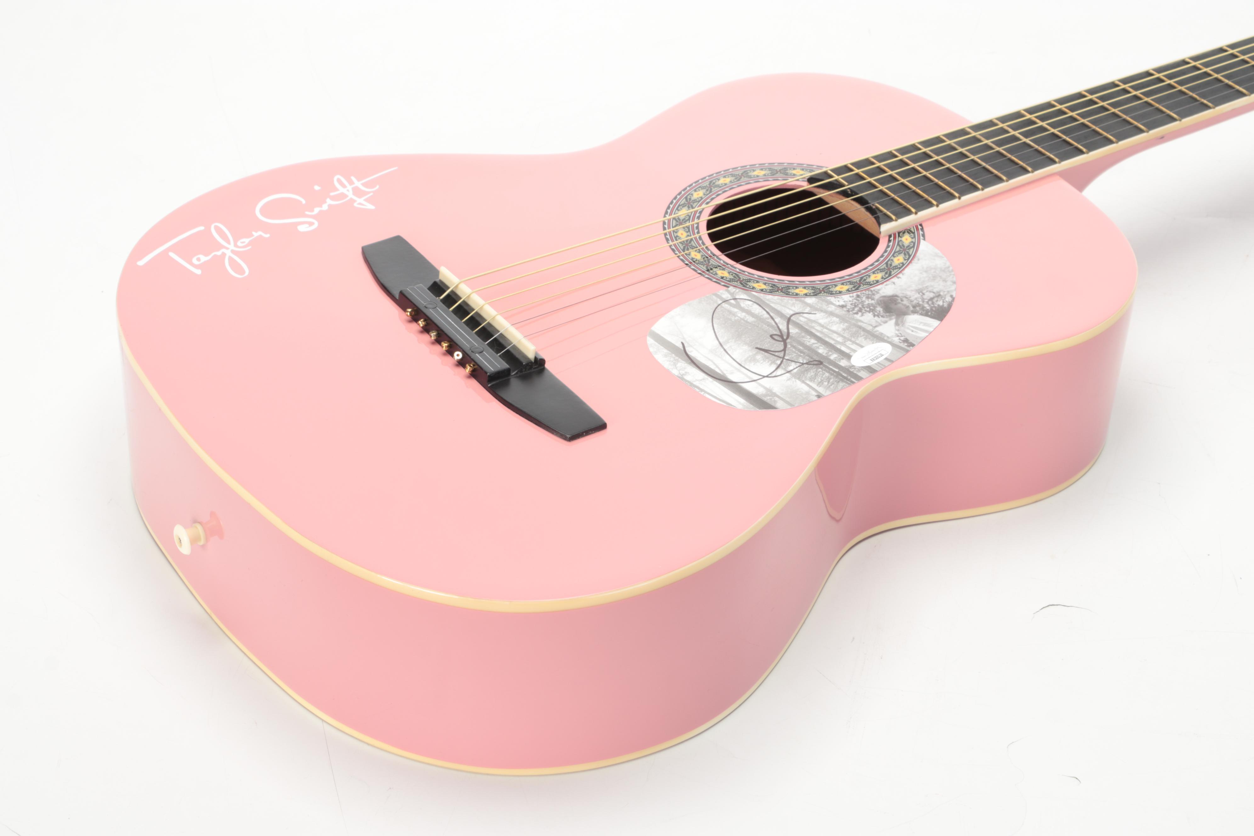 Rogue Taylor Swift Model Pink Acoustic Guitar With Signed Pick Guard