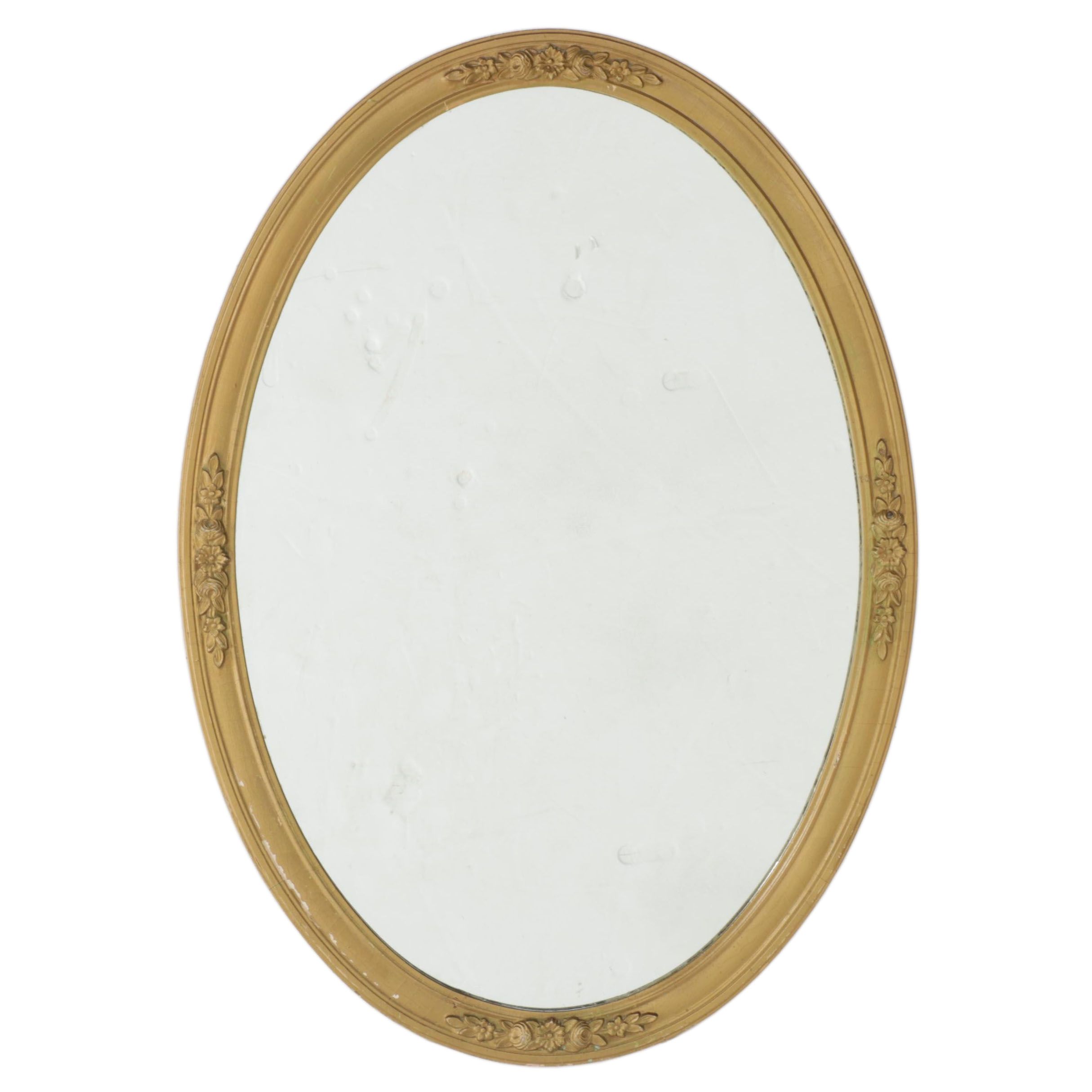 Late Victorian Style Gilt Framed Oval Wall Mirror, 20th Century
