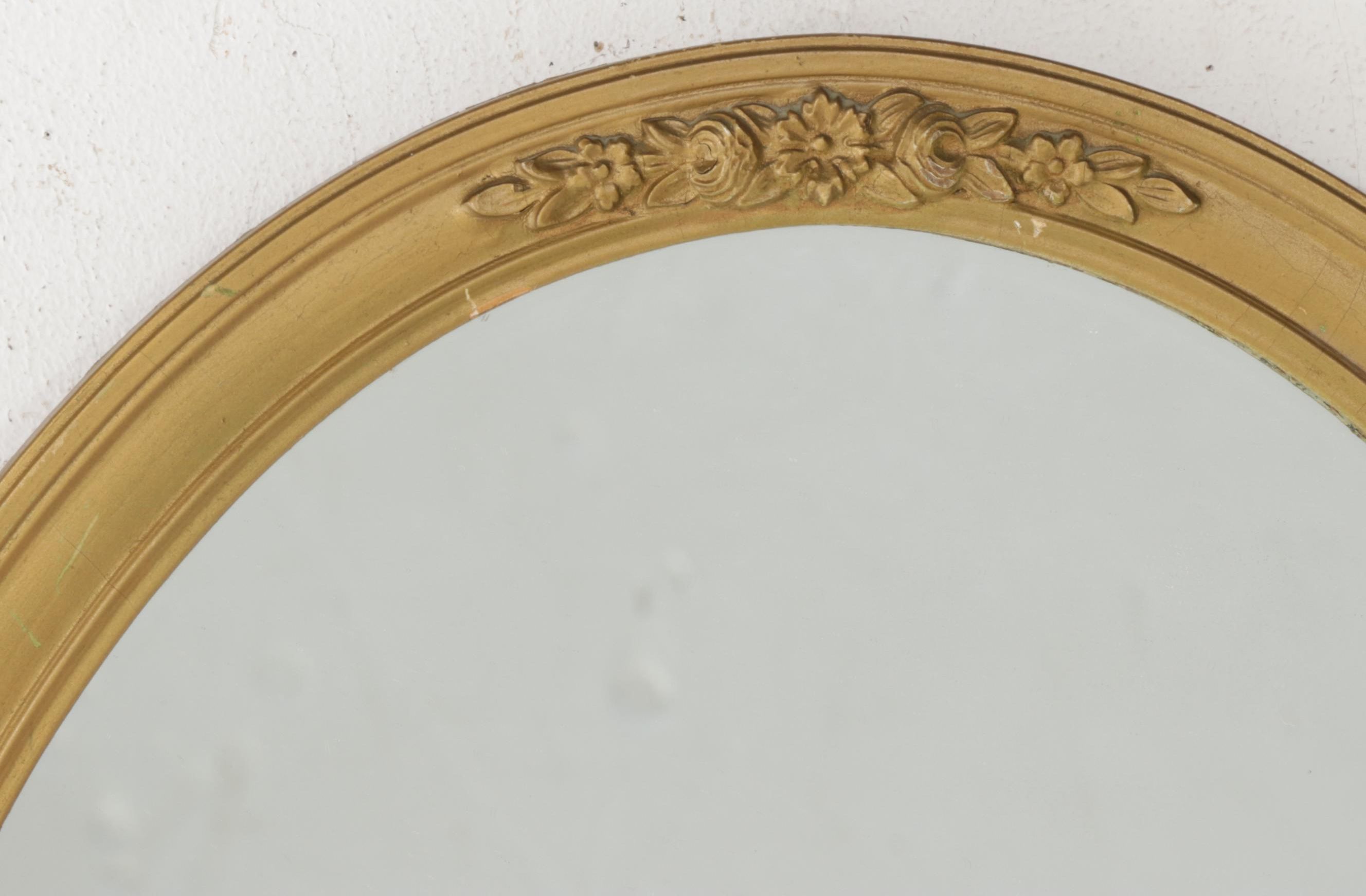 Late Victorian Style Gilt Framed Oval Wall Mirror, 20th Century