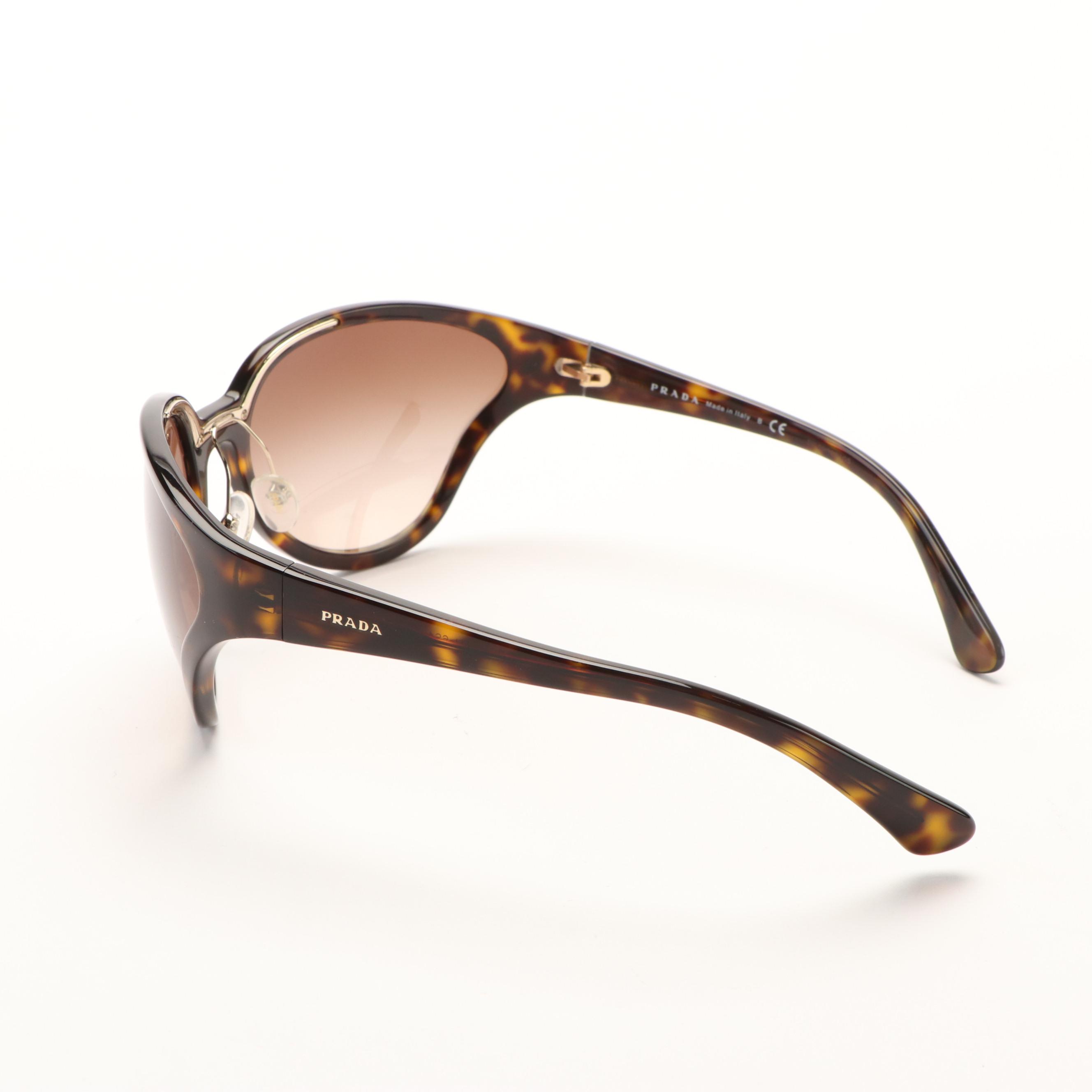 Prada SPR22V Catwalk Havana Brown Butterfly Sunglasses with Case and Box