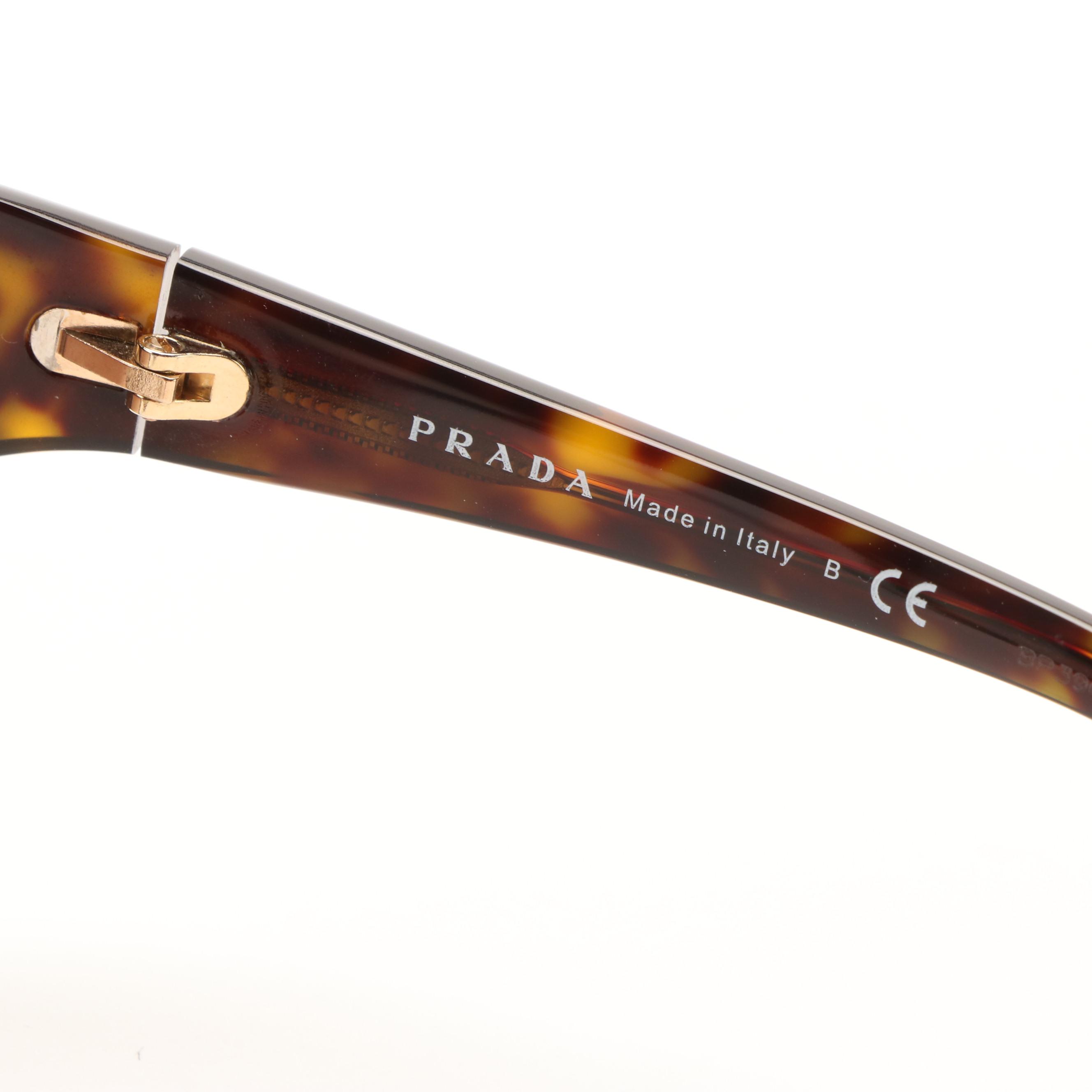 Prada SPR22V Catwalk Havana Brown Butterfly Sunglasses with Case and Box