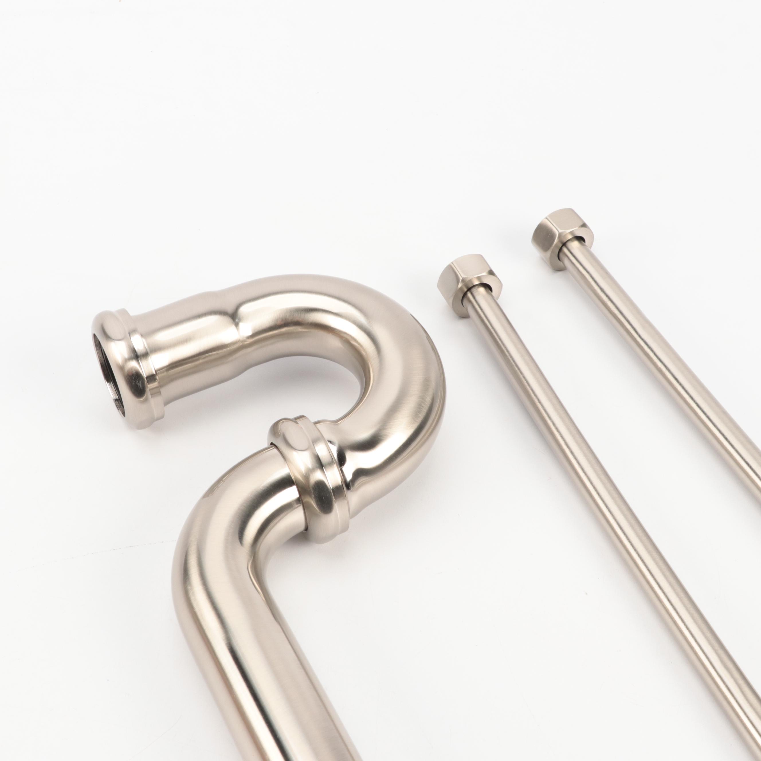 Bathroom Trim Kit with Extra Long P-Trap for 1/2" Copper Pipe in Brushed Nickel