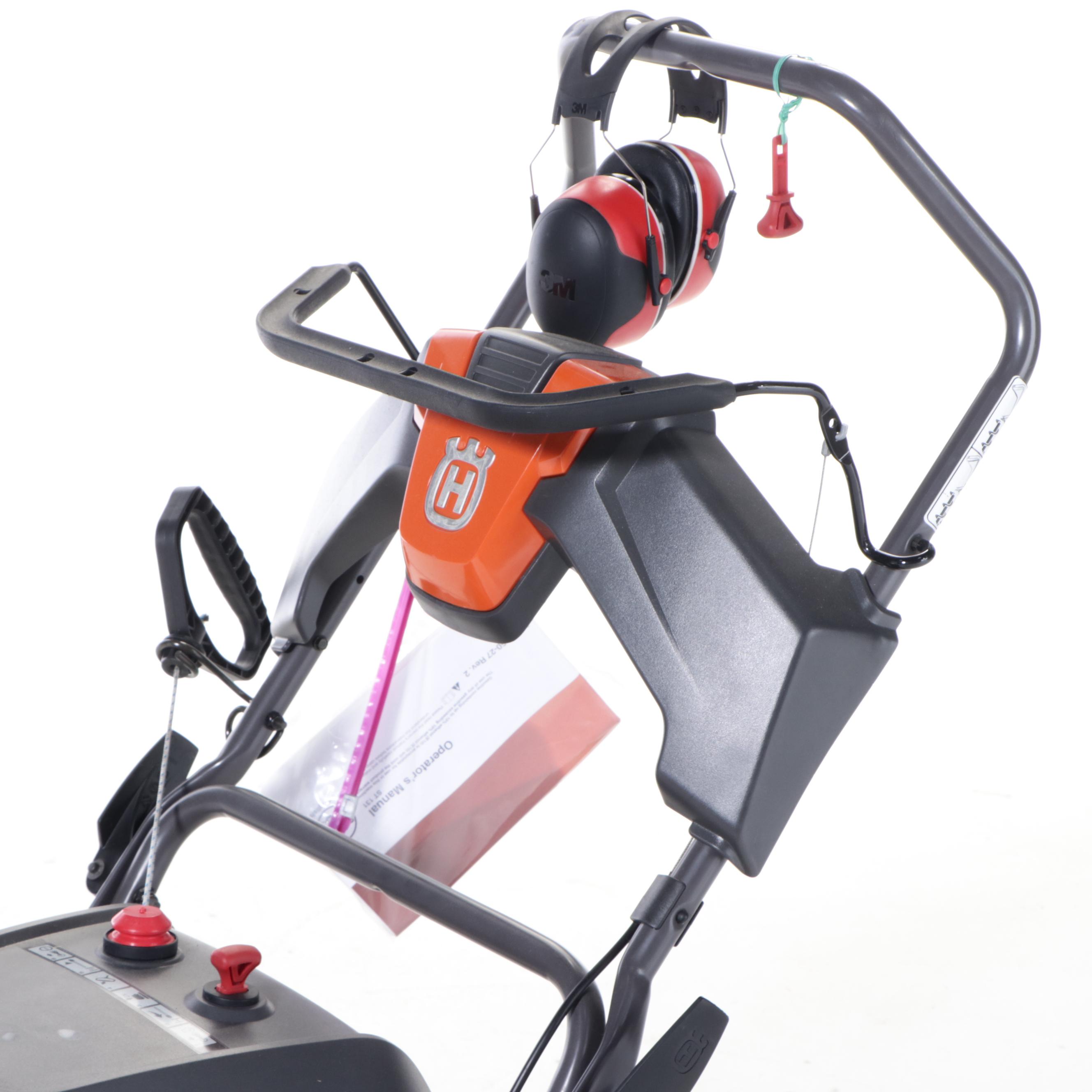 Husqvarna Gas-Powered Snow Blower With 3M Ear Muffs