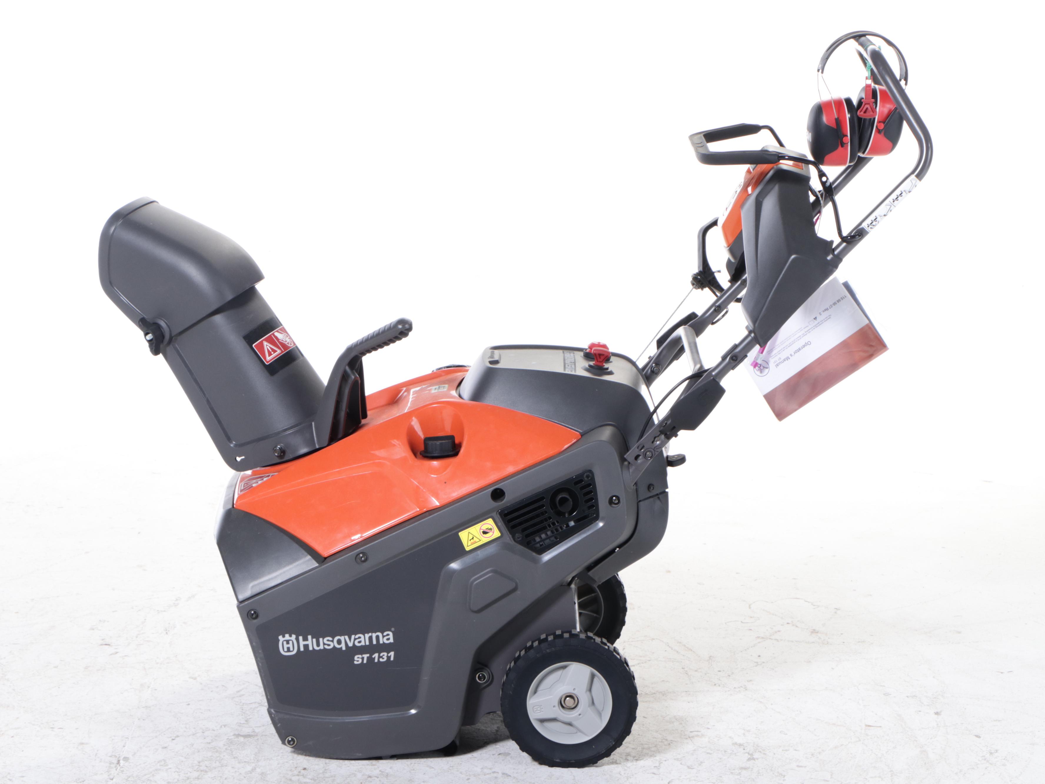Husqvarna Gas-Powered Snow Blower With 3M Ear Muffs