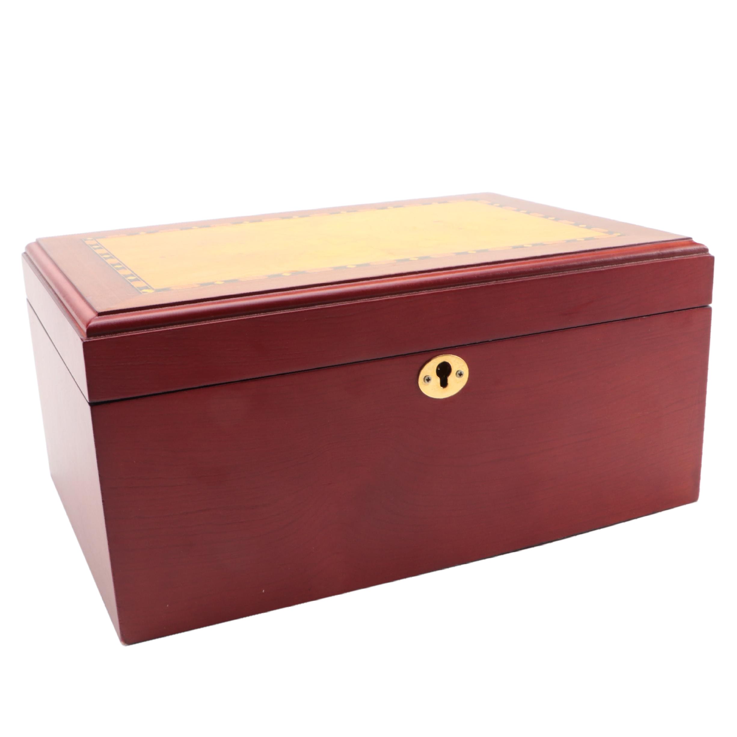 Wooden Cigar Humidor with Key and More