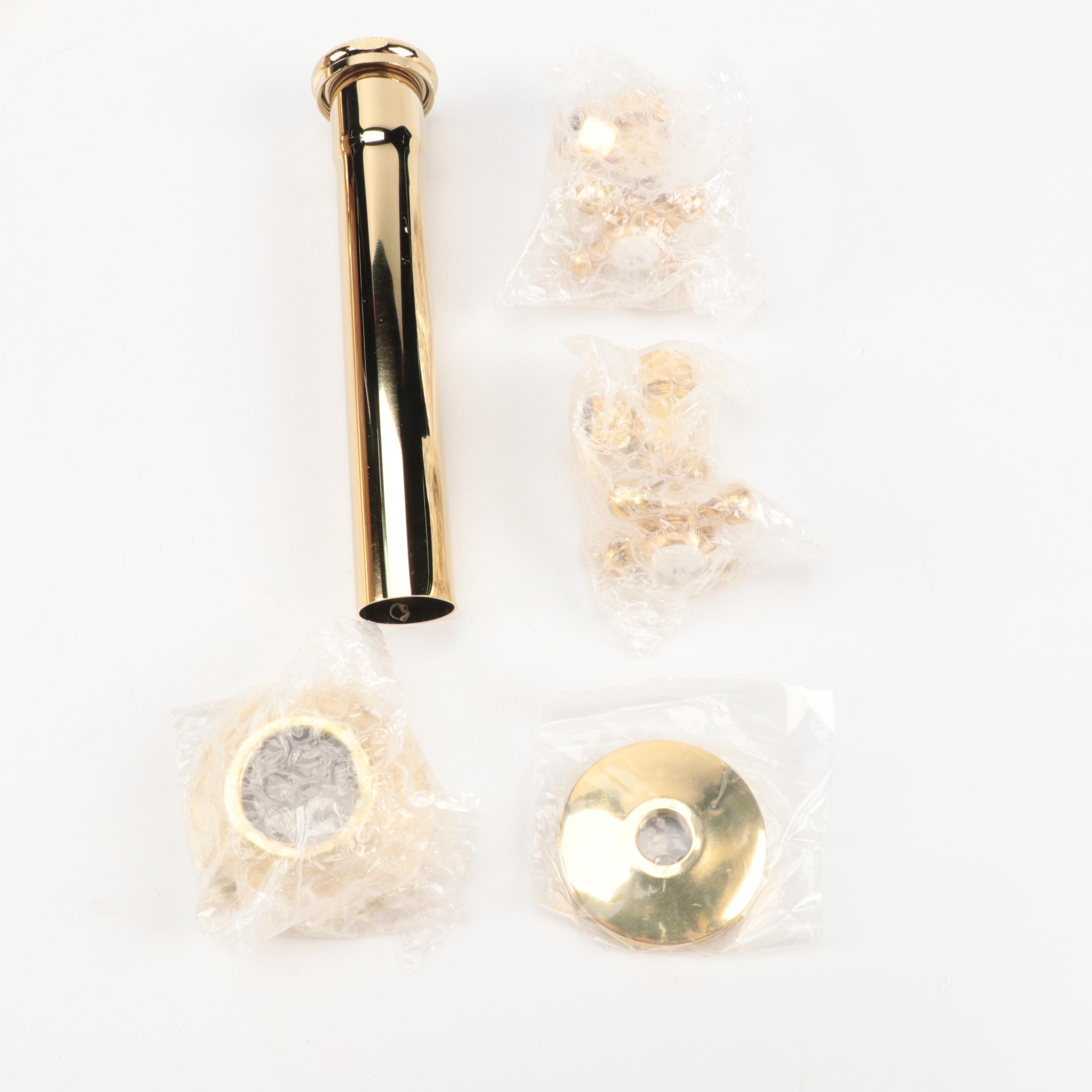 Bathroom Trim Kit with Extra Long P-Trap for Copper Pipe in Polished Brass
