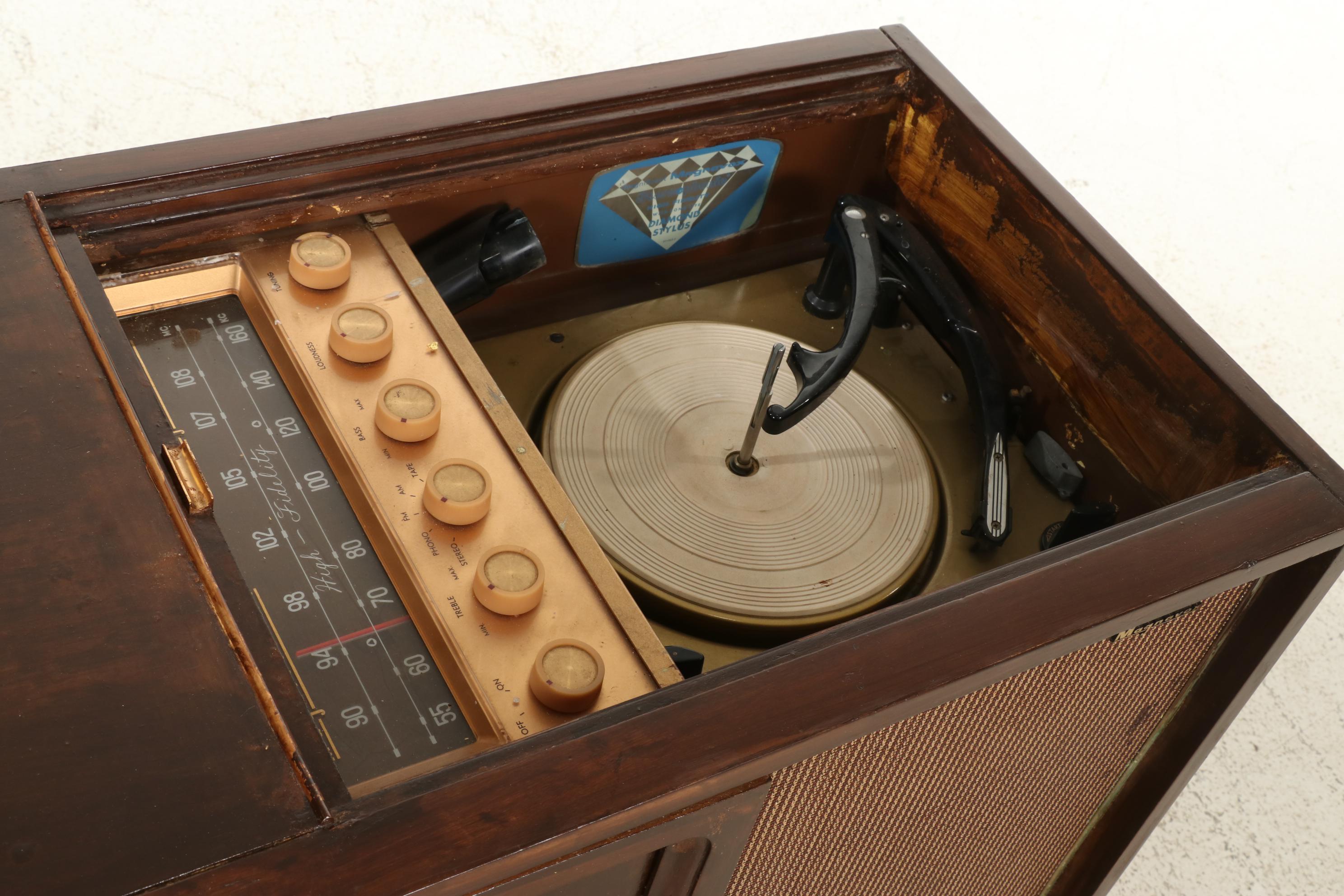 MCM Magnavox Combination Record Player and Radio in Cabinet