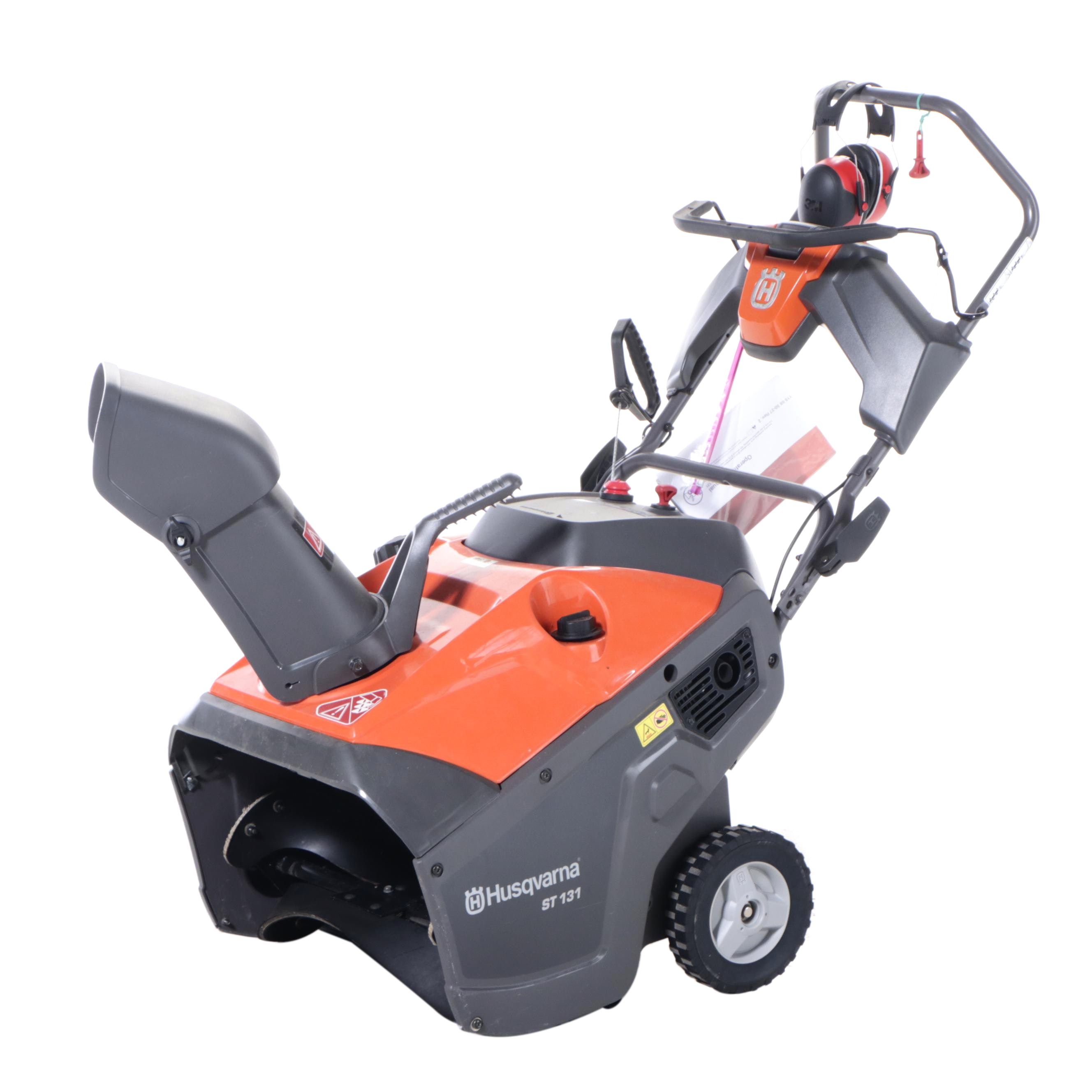 Husqvarna Gas-Powered Snow Blower With 3M Ear Muffs