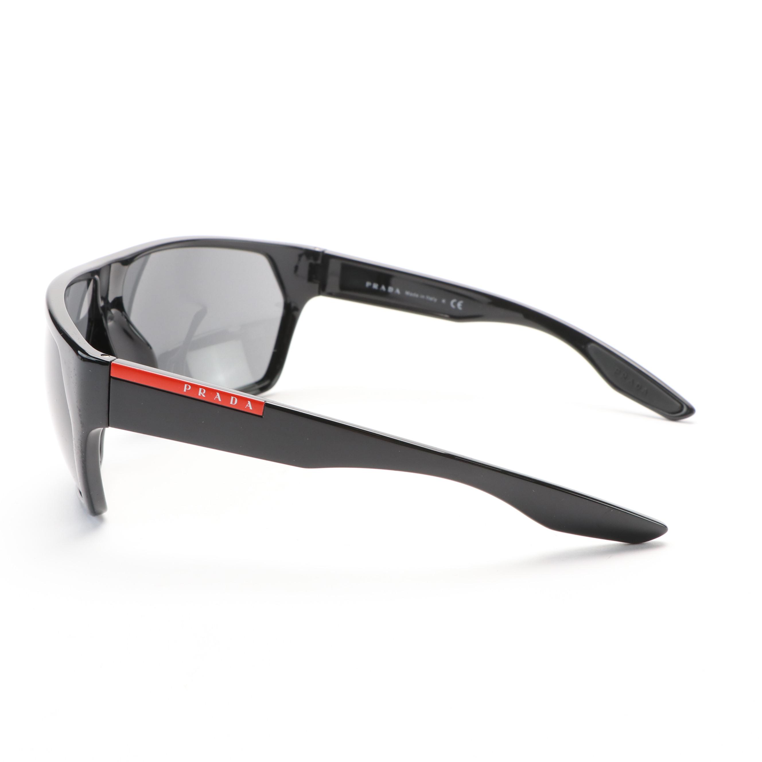 Prada Linea Rossa OPS08US Black and Gray Sunglasses with Case and Box