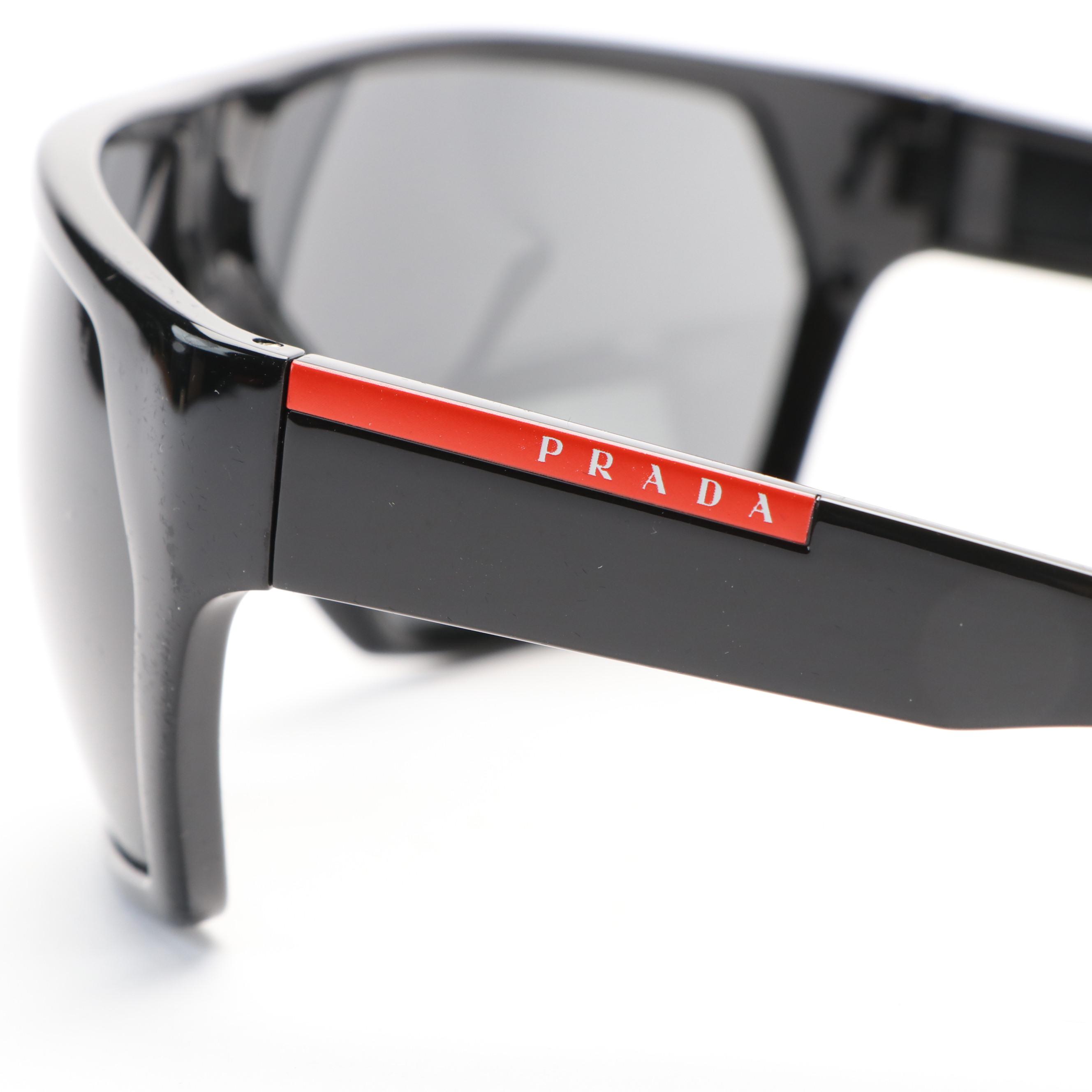 Prada Linea Rossa OPS08US Black and Gray Sunglasses with Case and Box