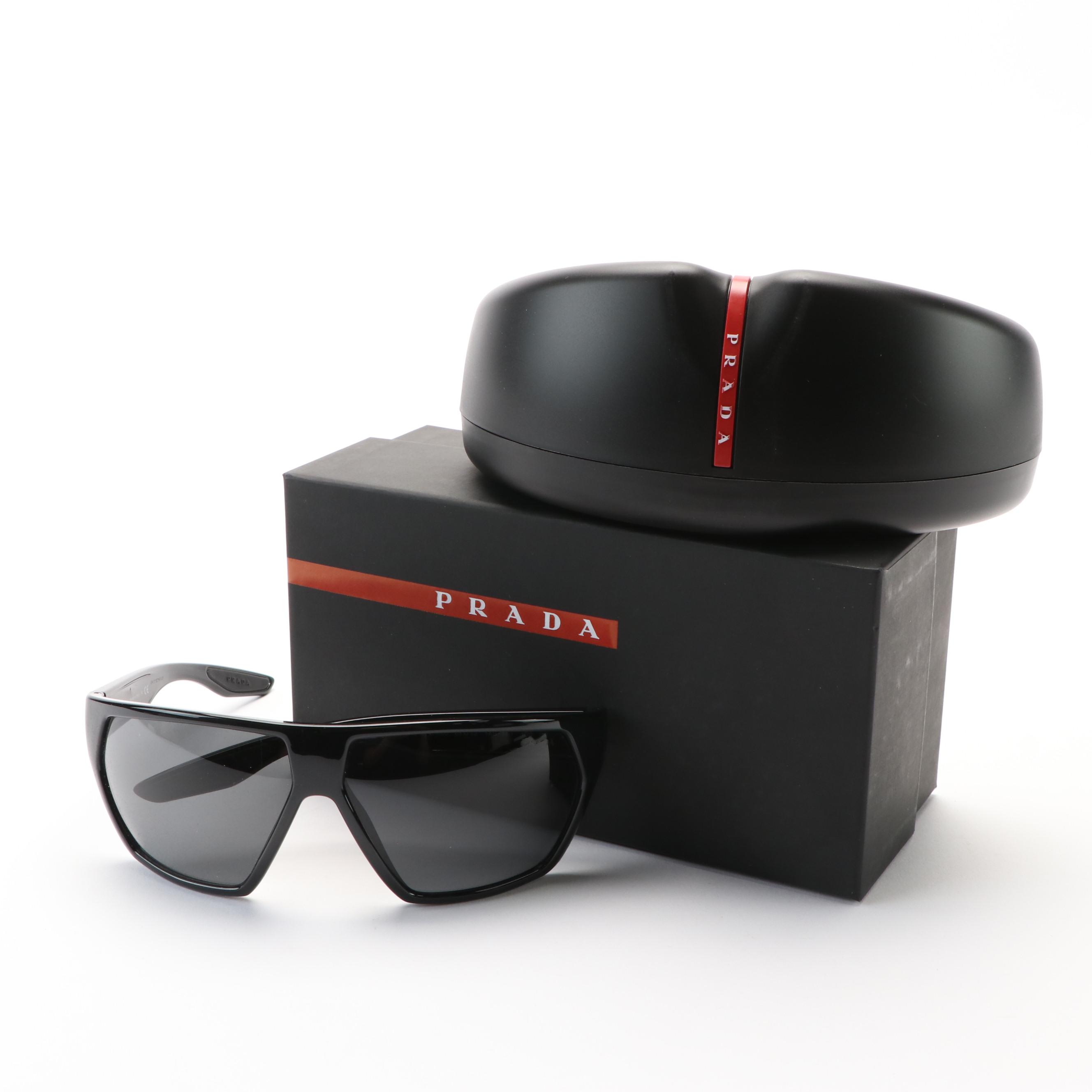 Prada Linea Rossa OPS08US Black and Gray Sunglasses with Case and Box
