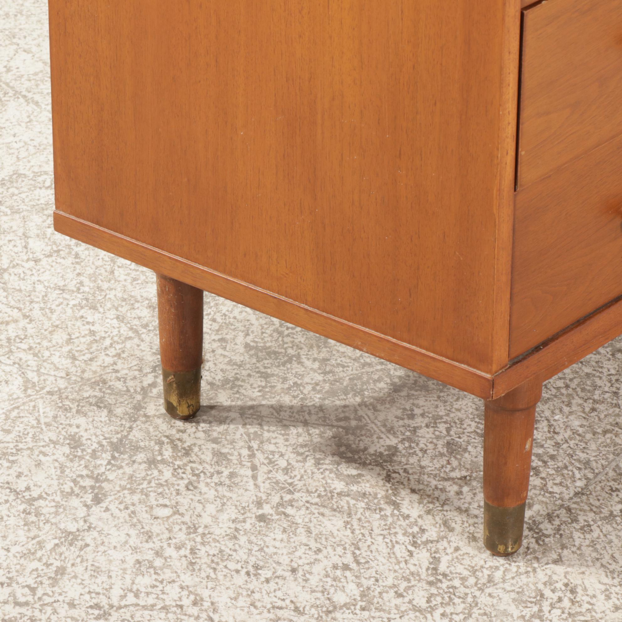 Drexel "Biscayne" Mid Century Modern Walnut Dresser and Mirror