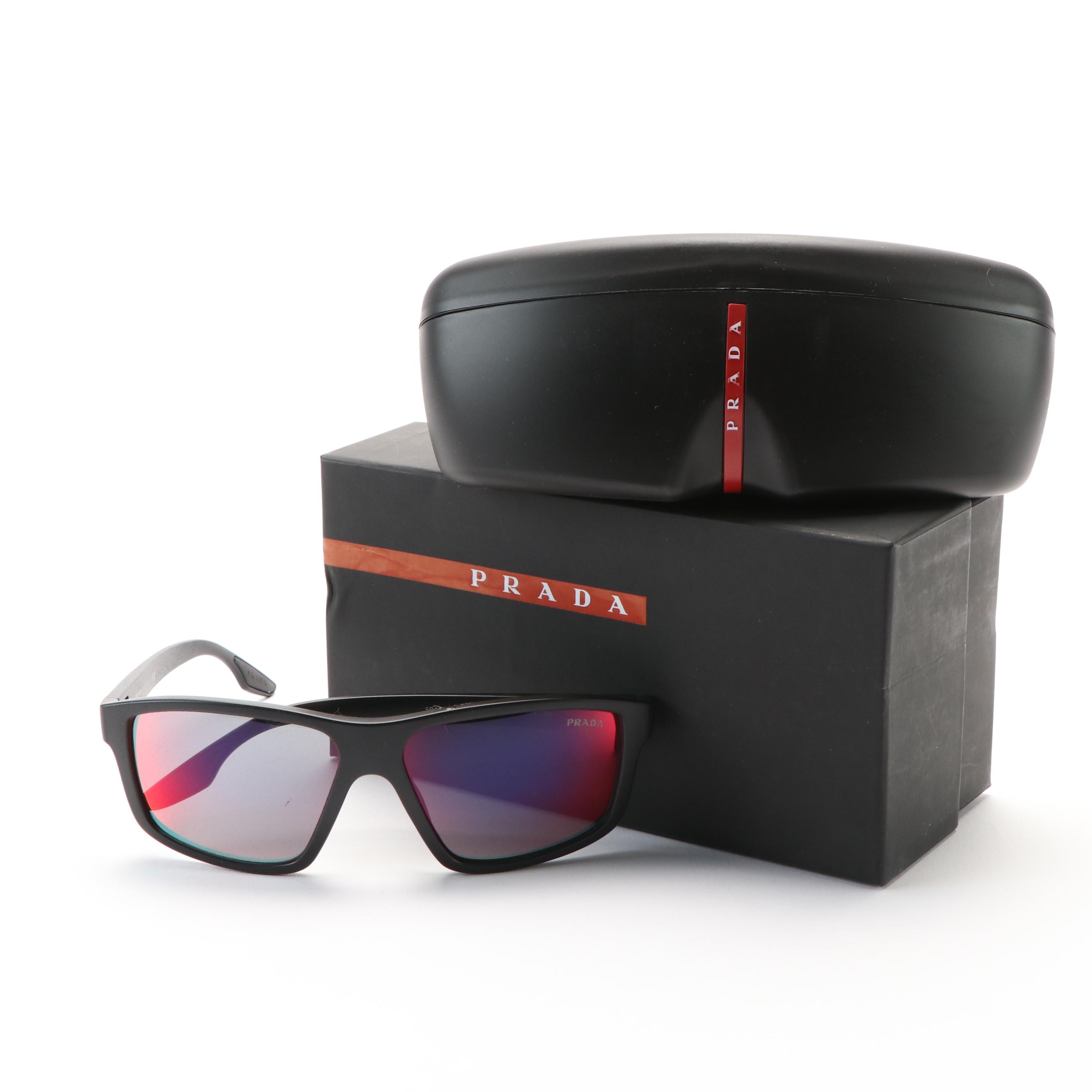 Prada Sport 0PS02XS Dark Gray Mirrored Sunglasses with Case and Box