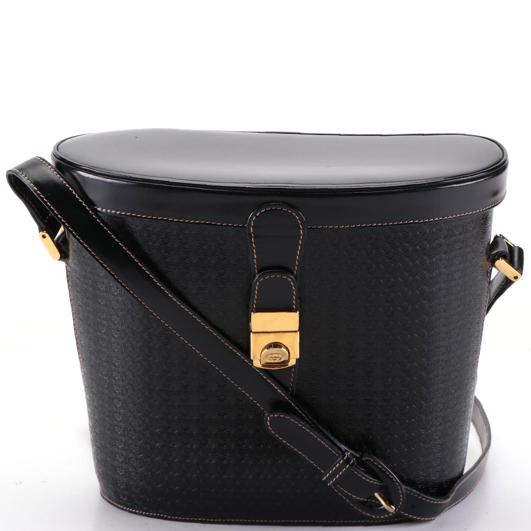 Gucci Crossbody Bag in Black Interlocking GG Embossed and Smooth Leather