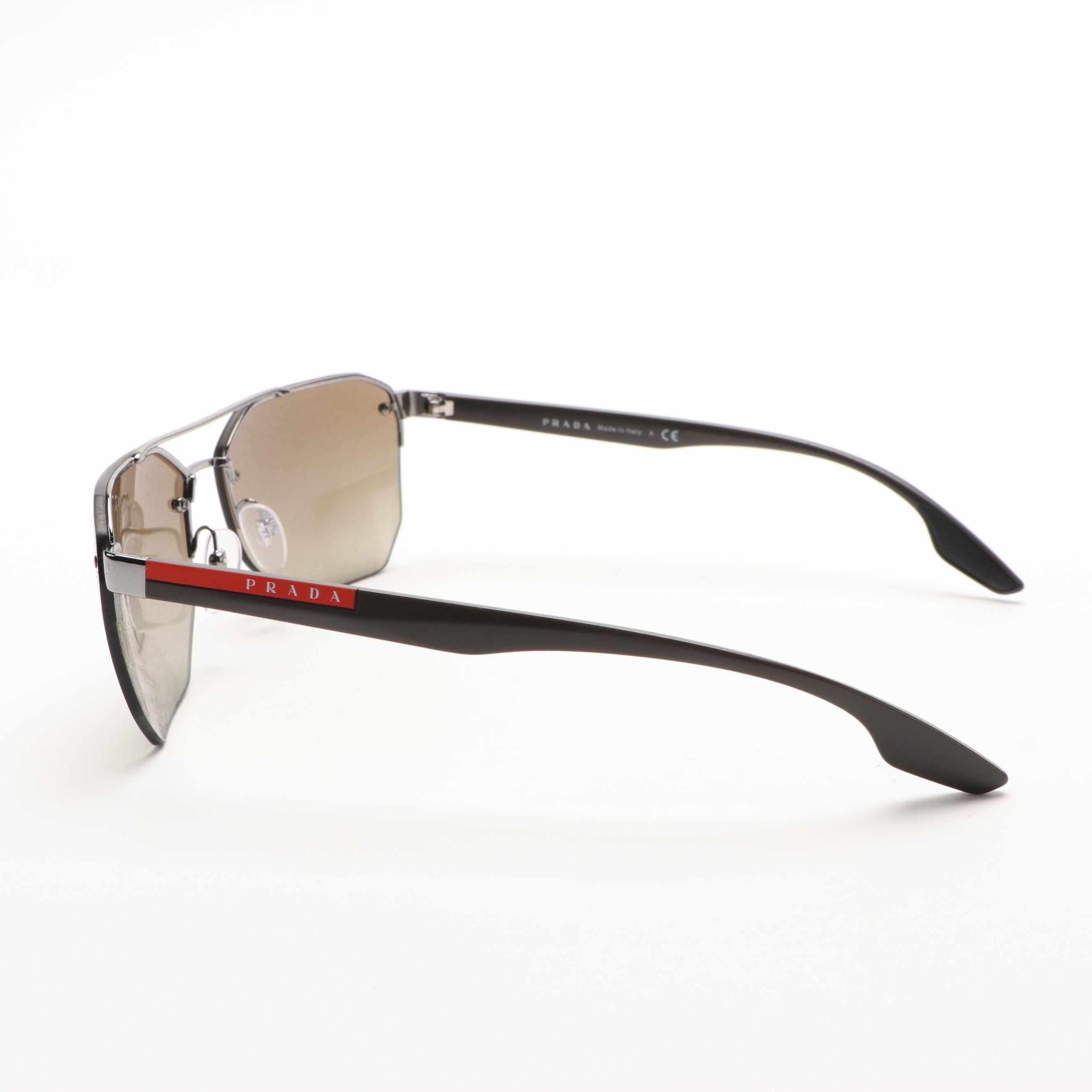 Prada Linea Rossa OPS54VS Aviator Gunmetal Sunglasses with Case and Box