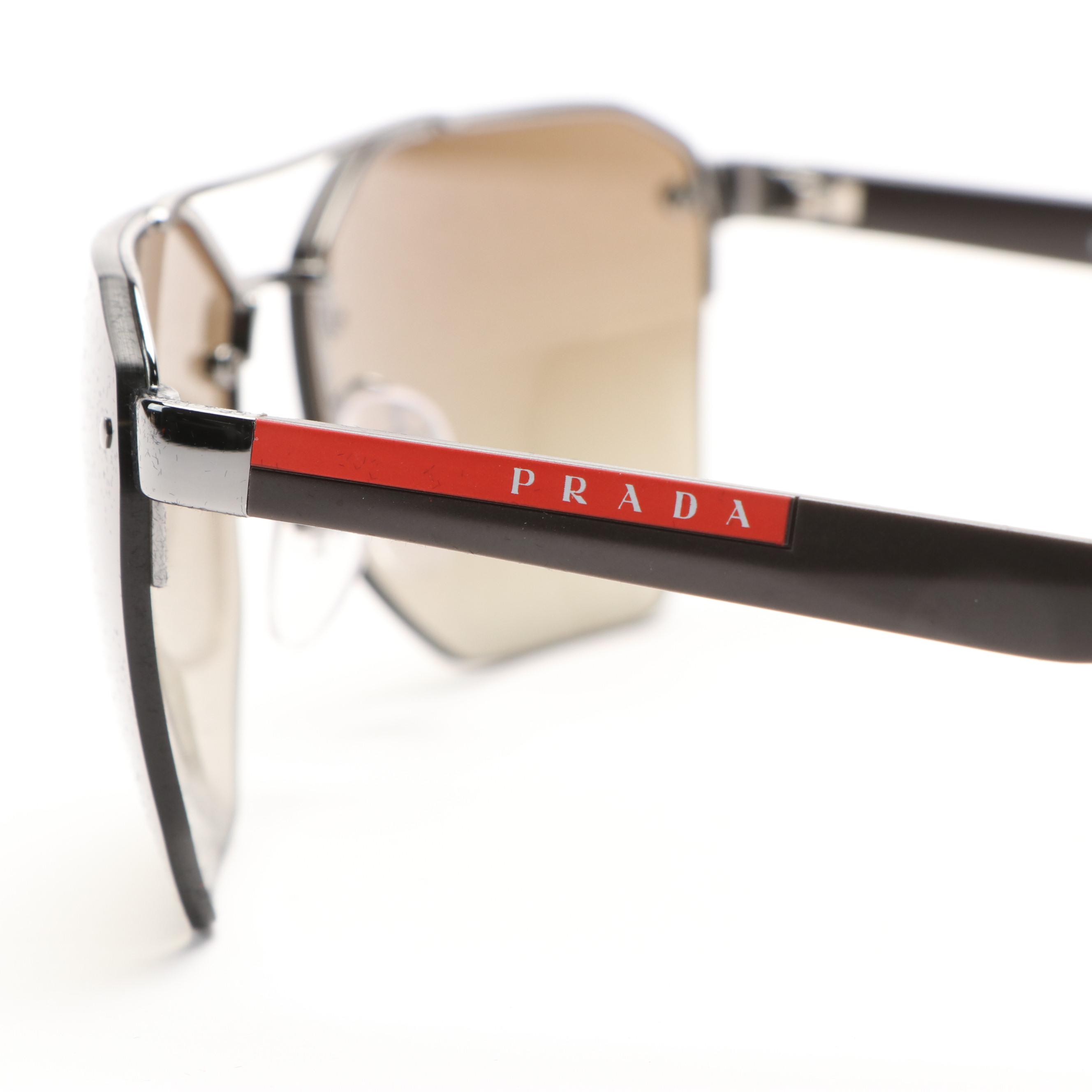 Prada Linea Rossa OPS54VS Aviator Gunmetal Sunglasses with Case and Box