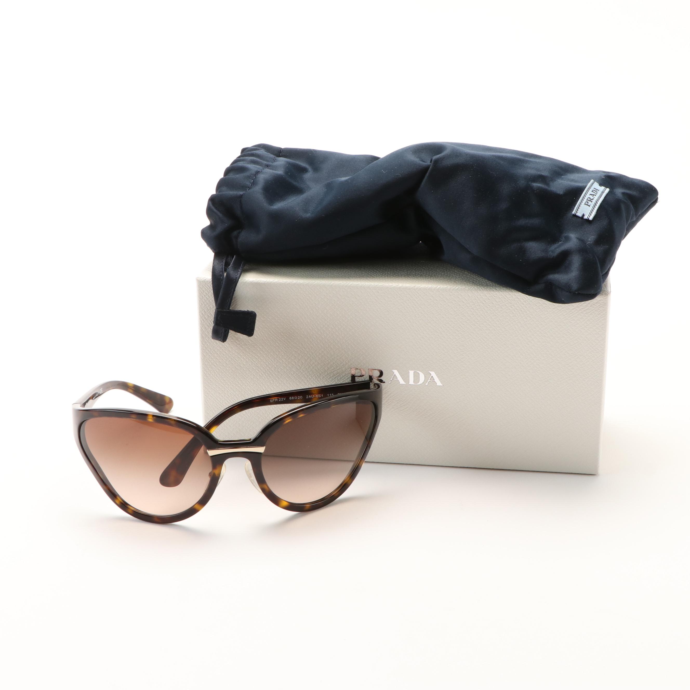 Prada 0PR22VS Catwalk Havana Brown Butterfly Sunglasses with Case and Box