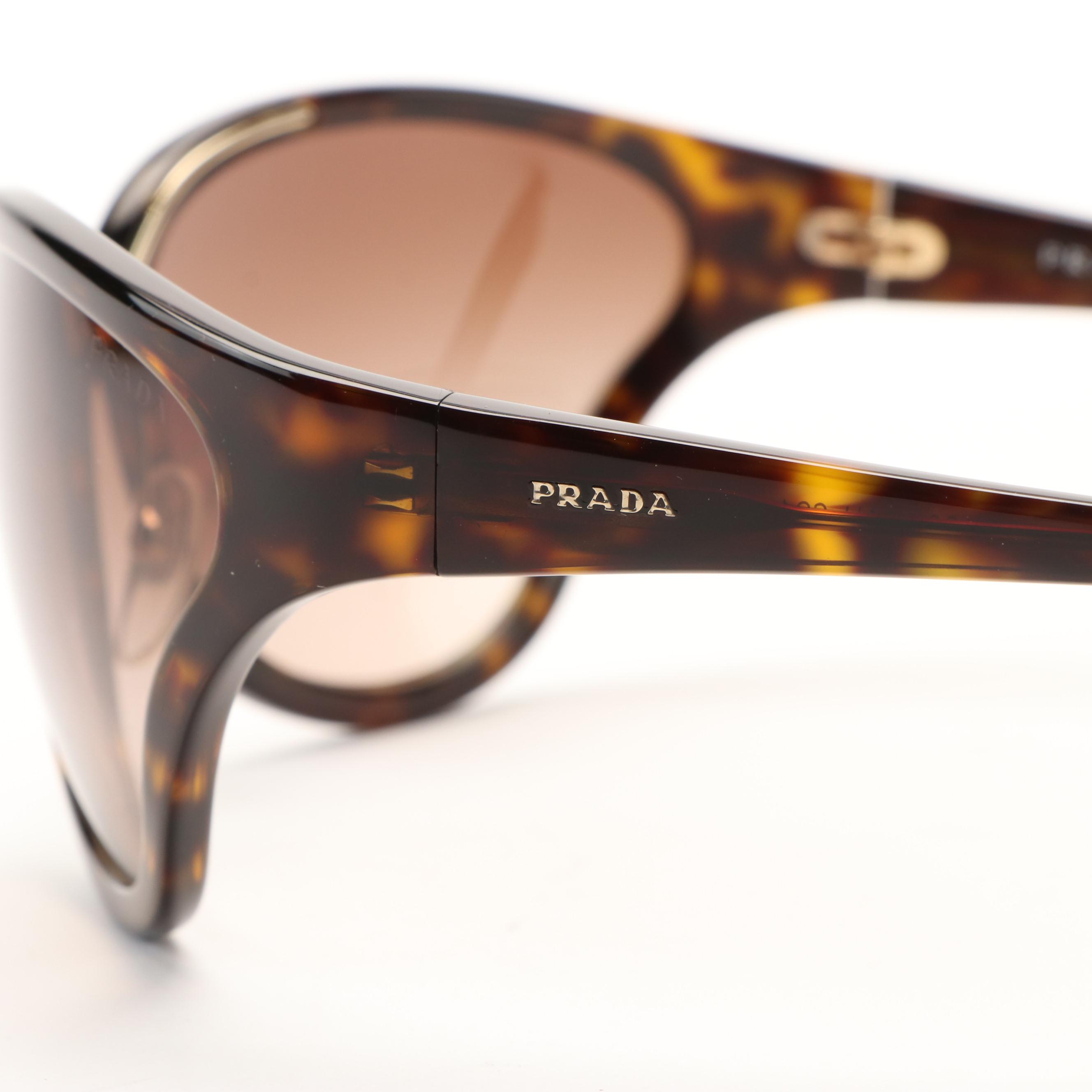 Prada SPR22V Catwalk Havana Brown Butterfly Sunglasses with Case and Box