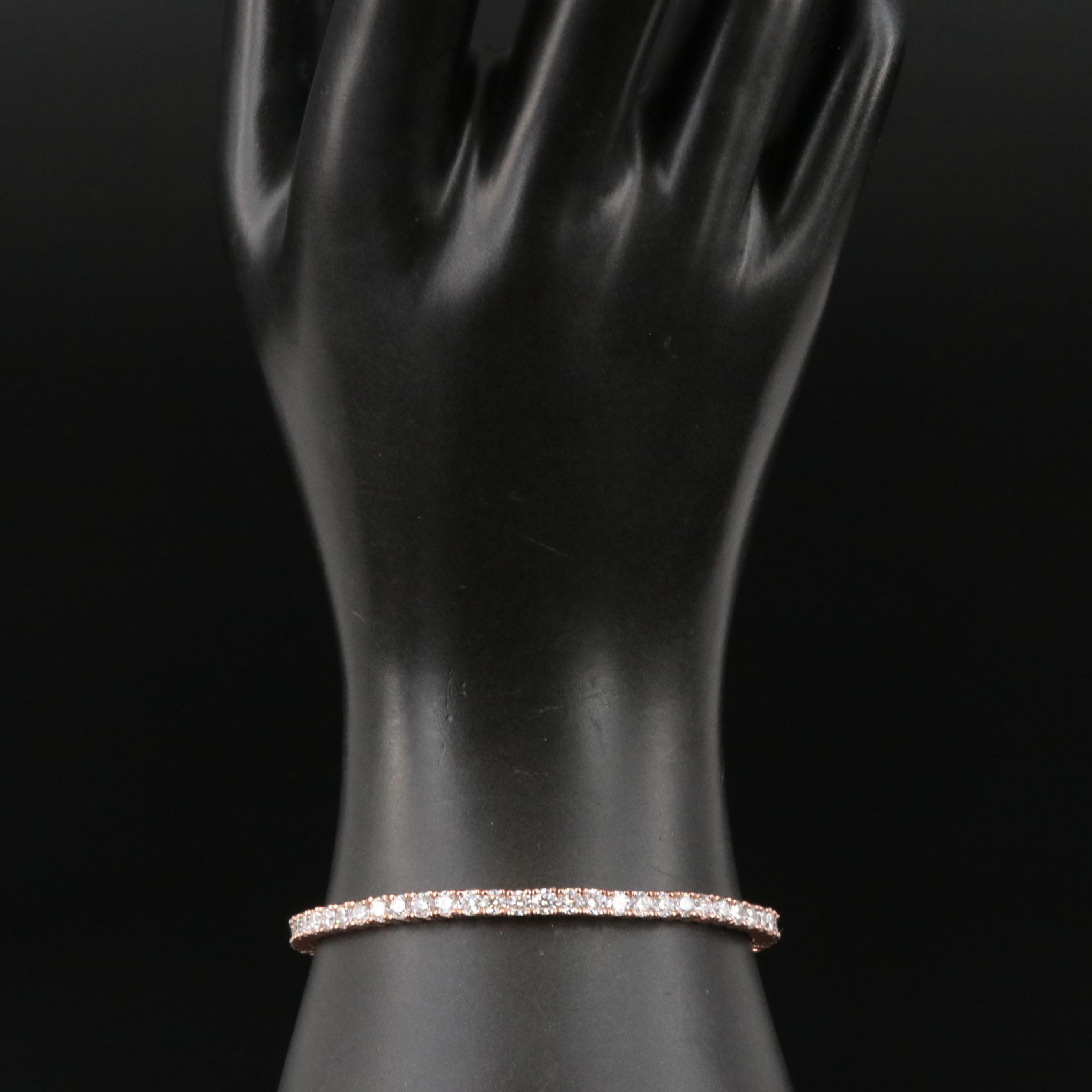 14K Rose Gold 6.12 CTW Lab Grown Diamond Flex Bangle Bracelet