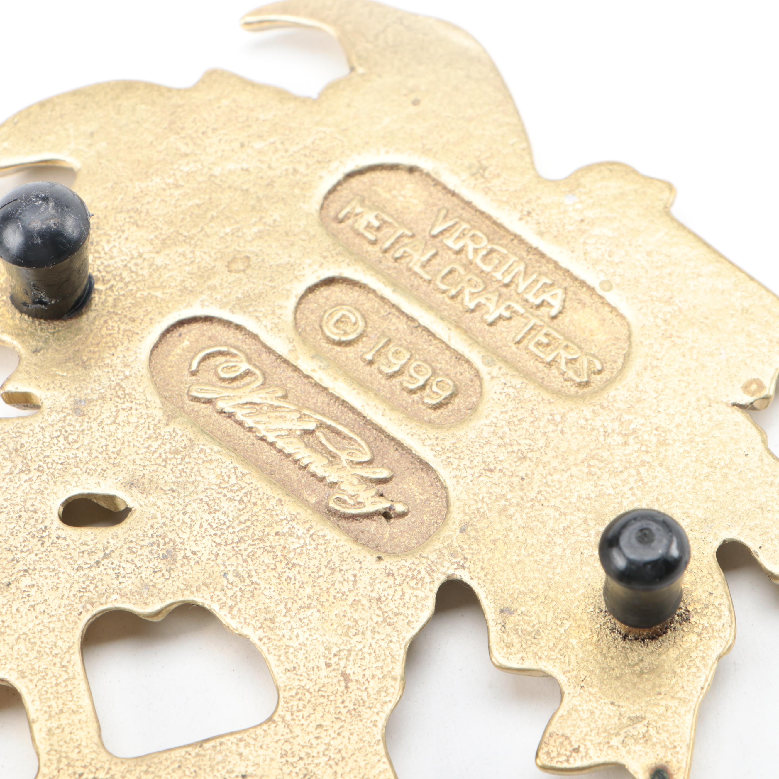 Royal Worcester "Evesham" Ceramic Casseroles with Brass Napkin Rings and Trivet