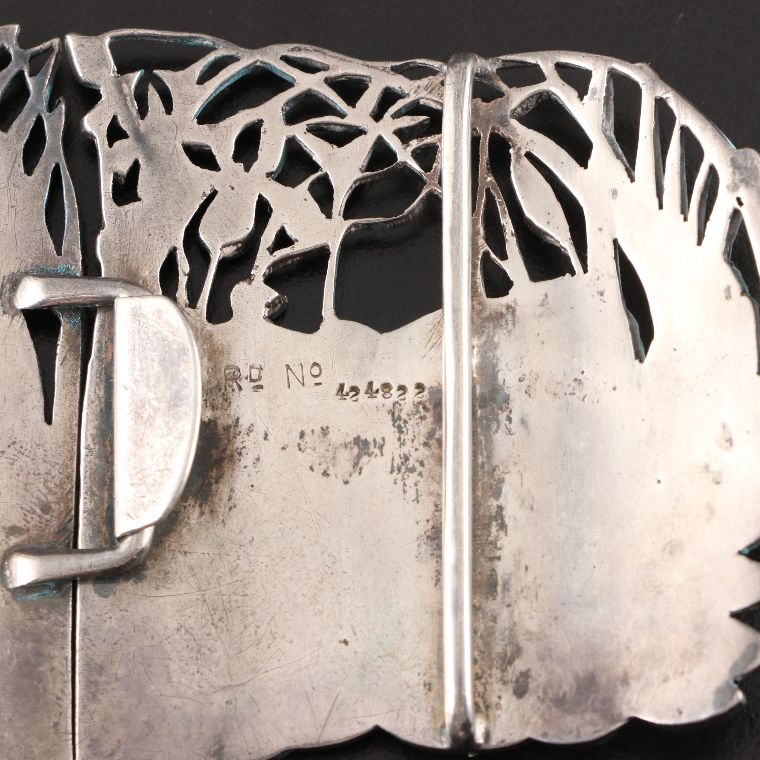 William Comyns & Sons Open Work Sterling Silver Belt Buckle, 1903