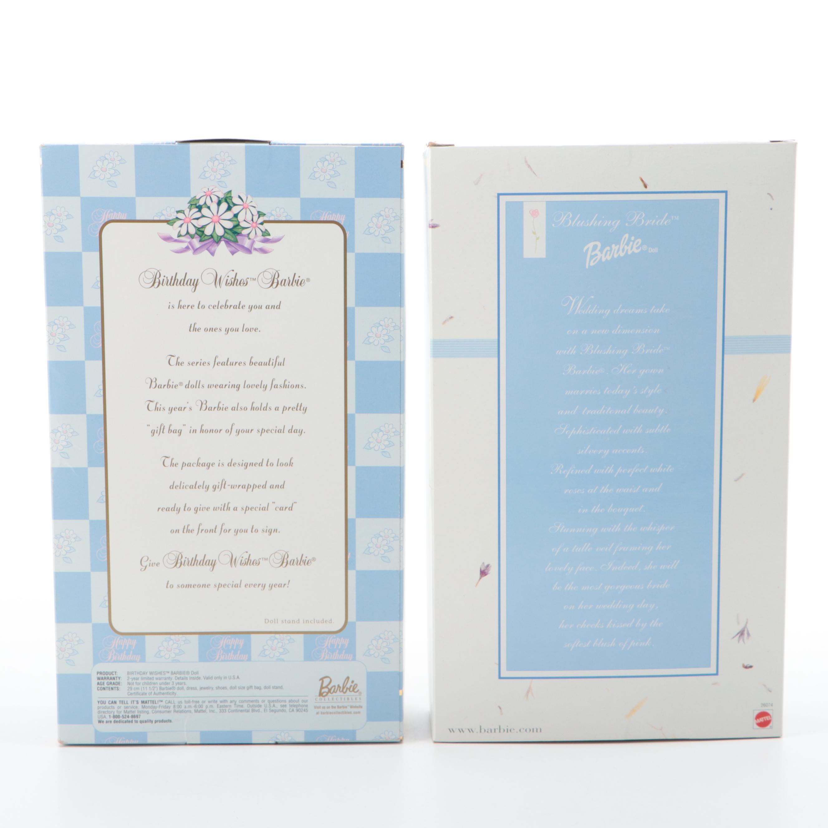 Mattel Blushing Bride, Birthday Wishes and More Barbie Dolls