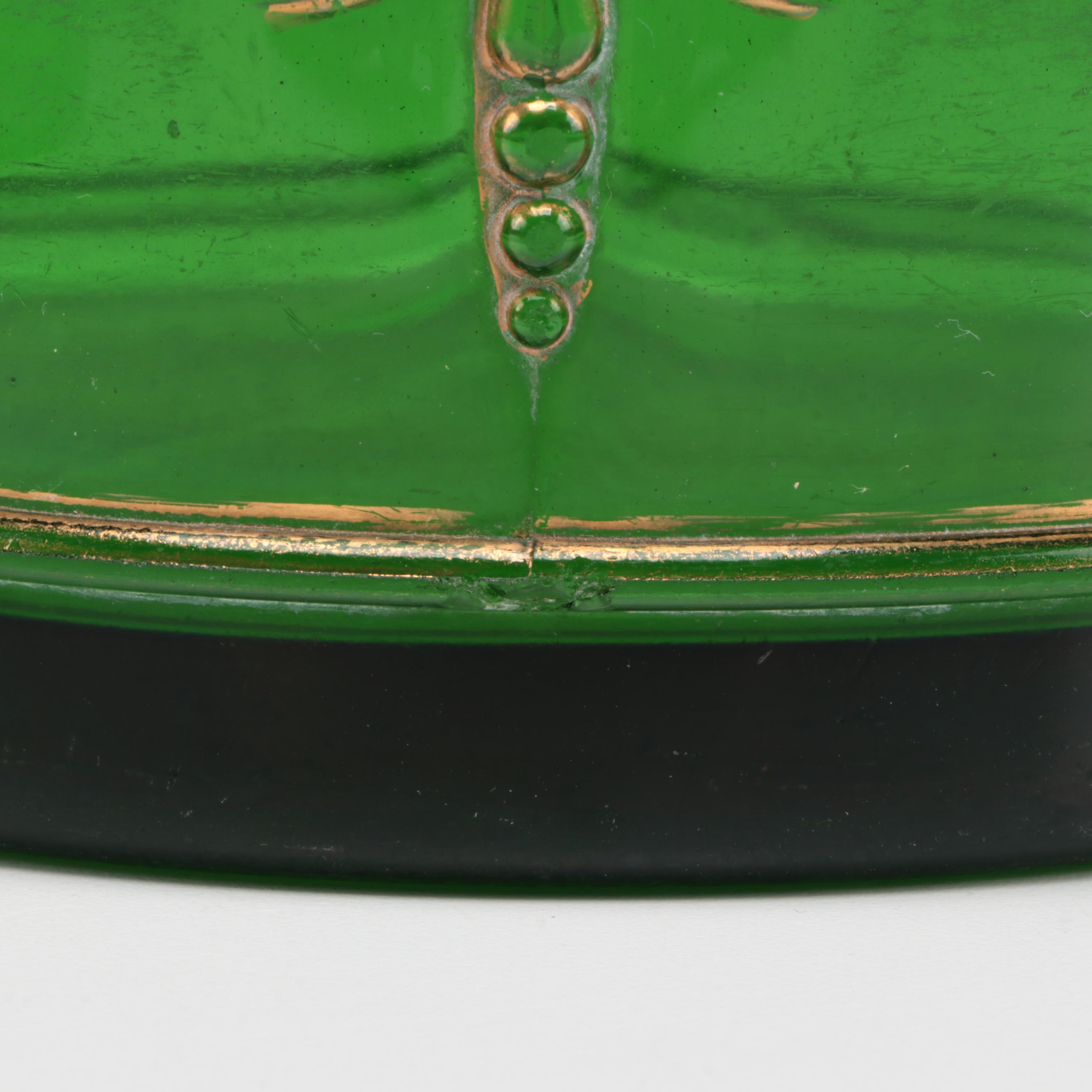 Heisey "Winged Scroll" Emerald Glass Pitcher, Bowl and Tumbler