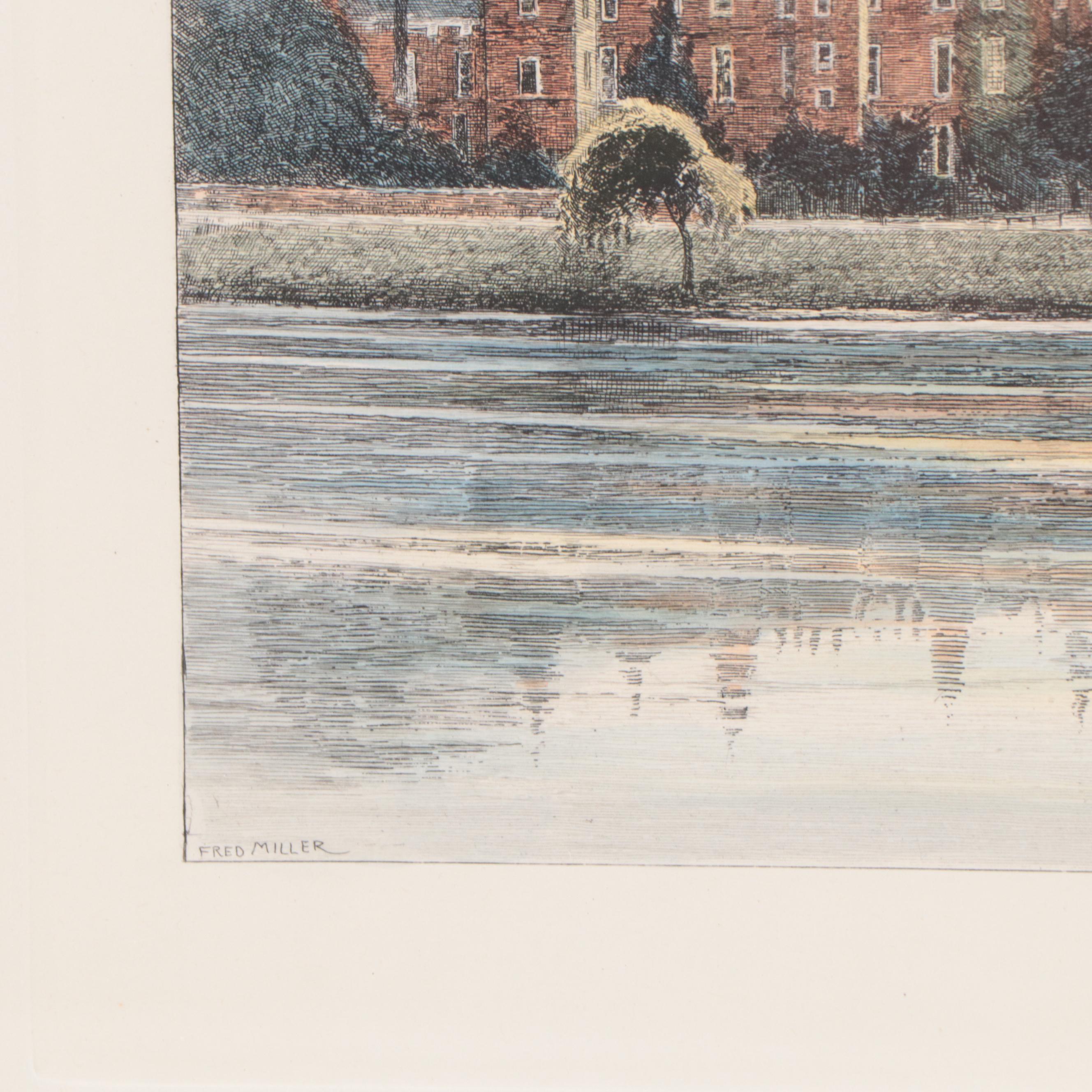 Fred Miller Hand-Colored Etching "Floreat Etona"