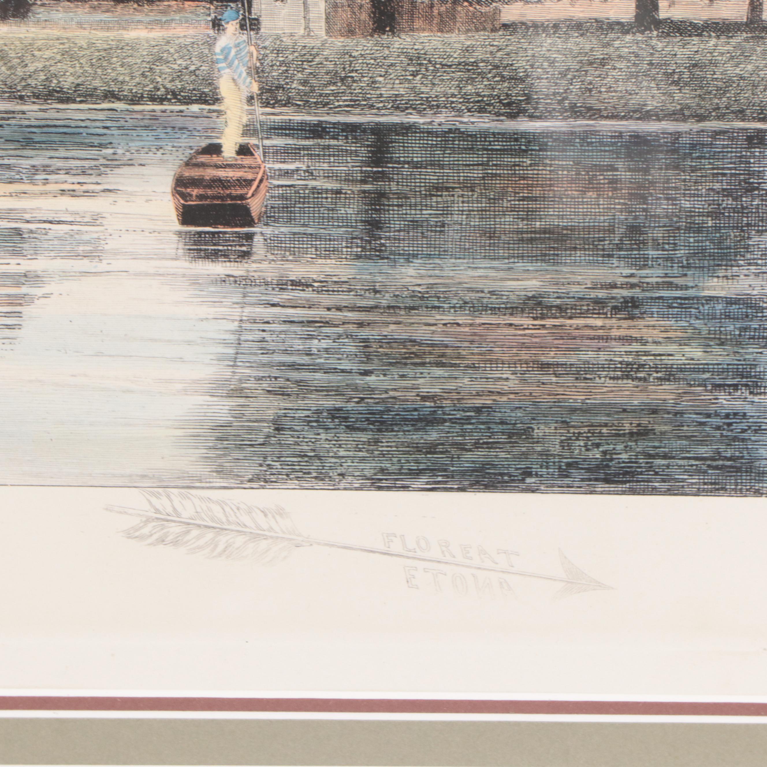 Fred Miller Hand-Colored Etching "Floreat Etona"