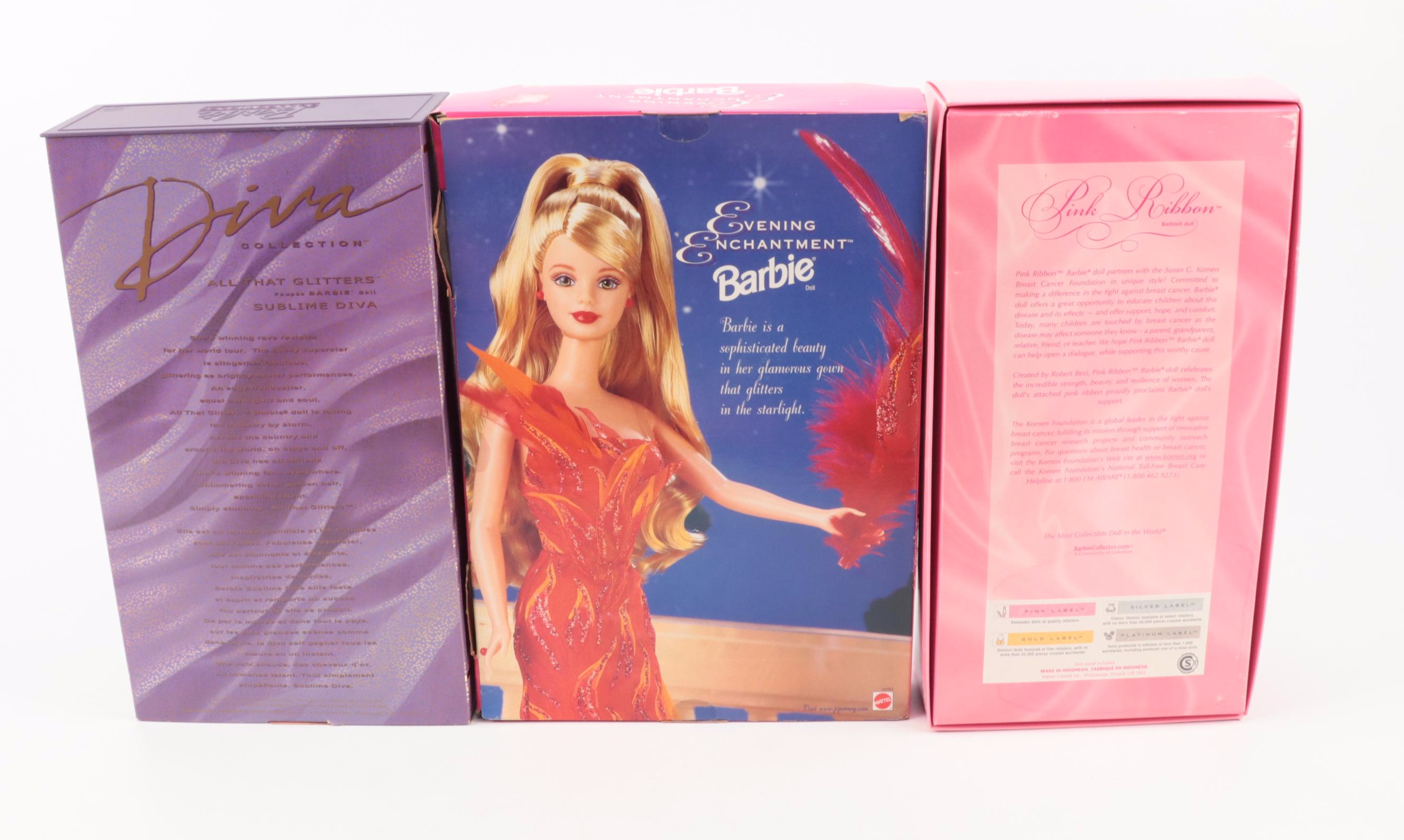 Mattel Golden Waltz, Pink ribbon, Bronze Sensation and More Barbie Dolls